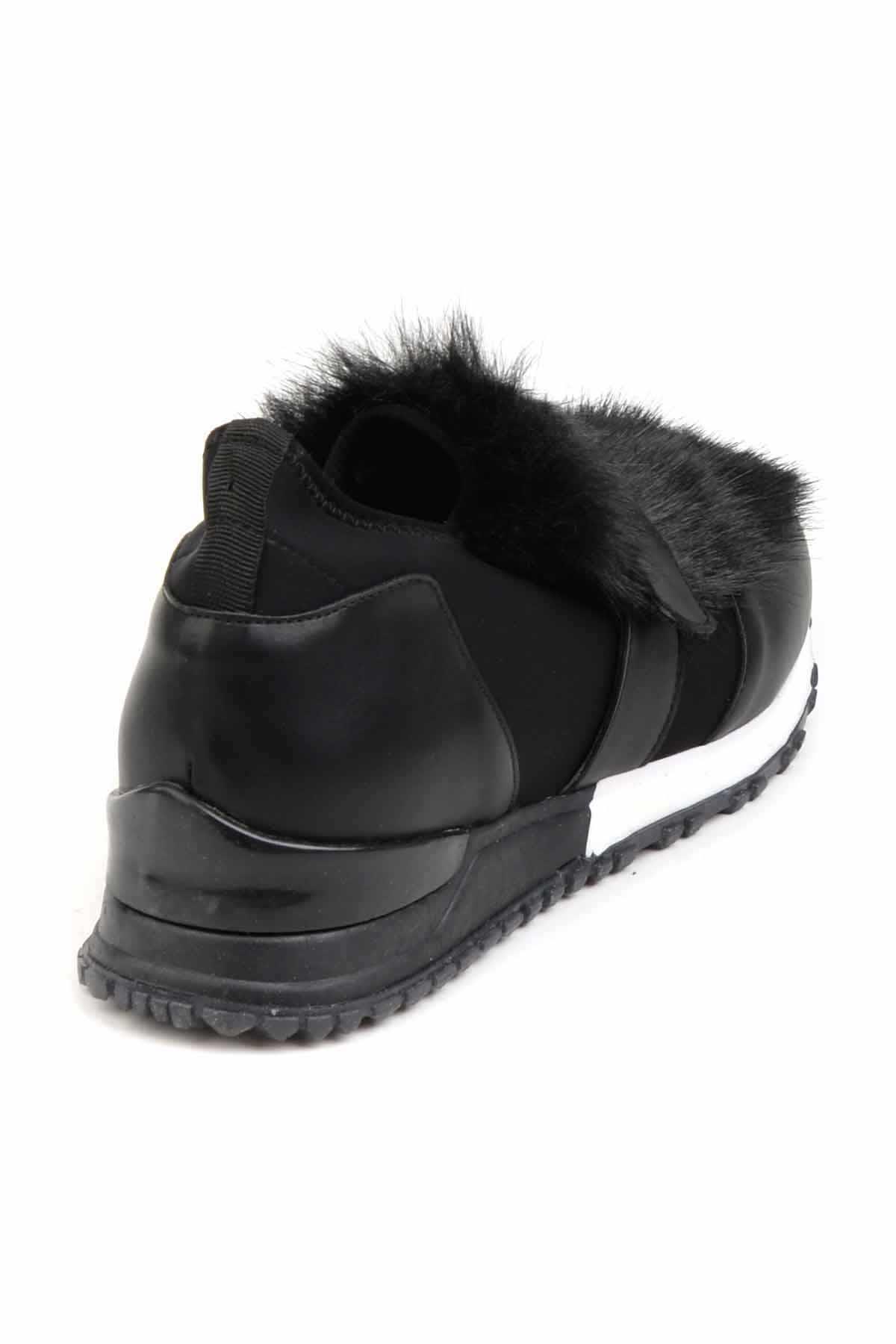 Siyah Hakiki Deri Kadın Sneaker D0128490909