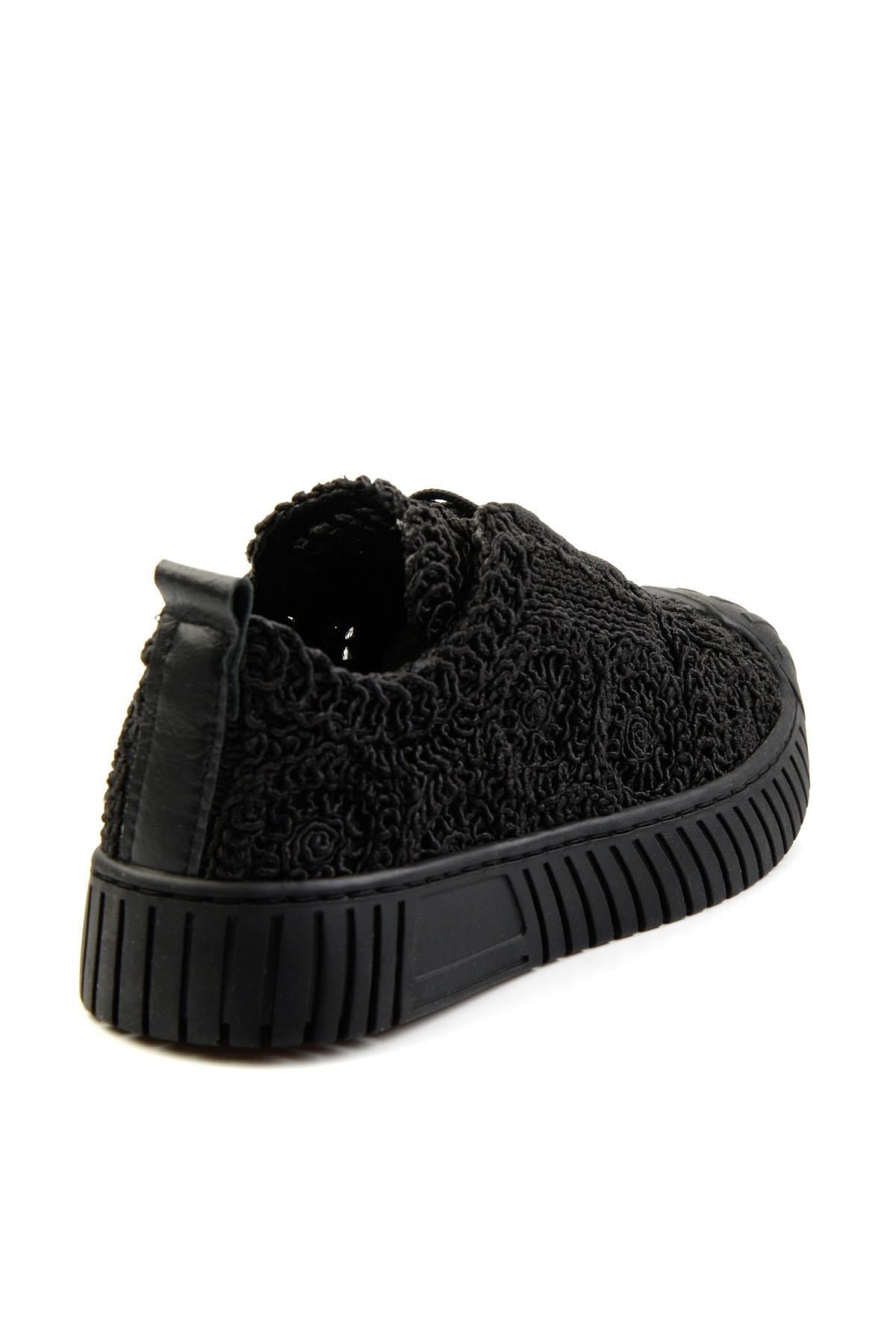 Siyah Hakiki Deri Kadın Sneaker K01331175016