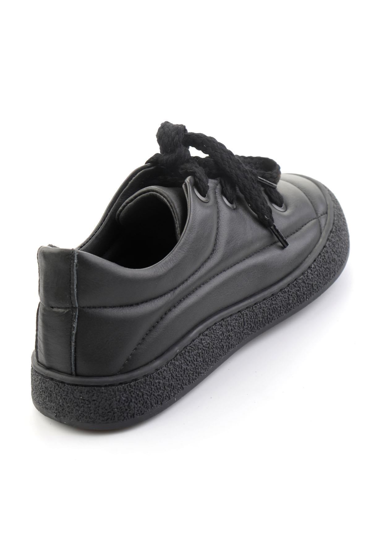 Siyah Hakiki Deri Kadın Sneaker K01331780903