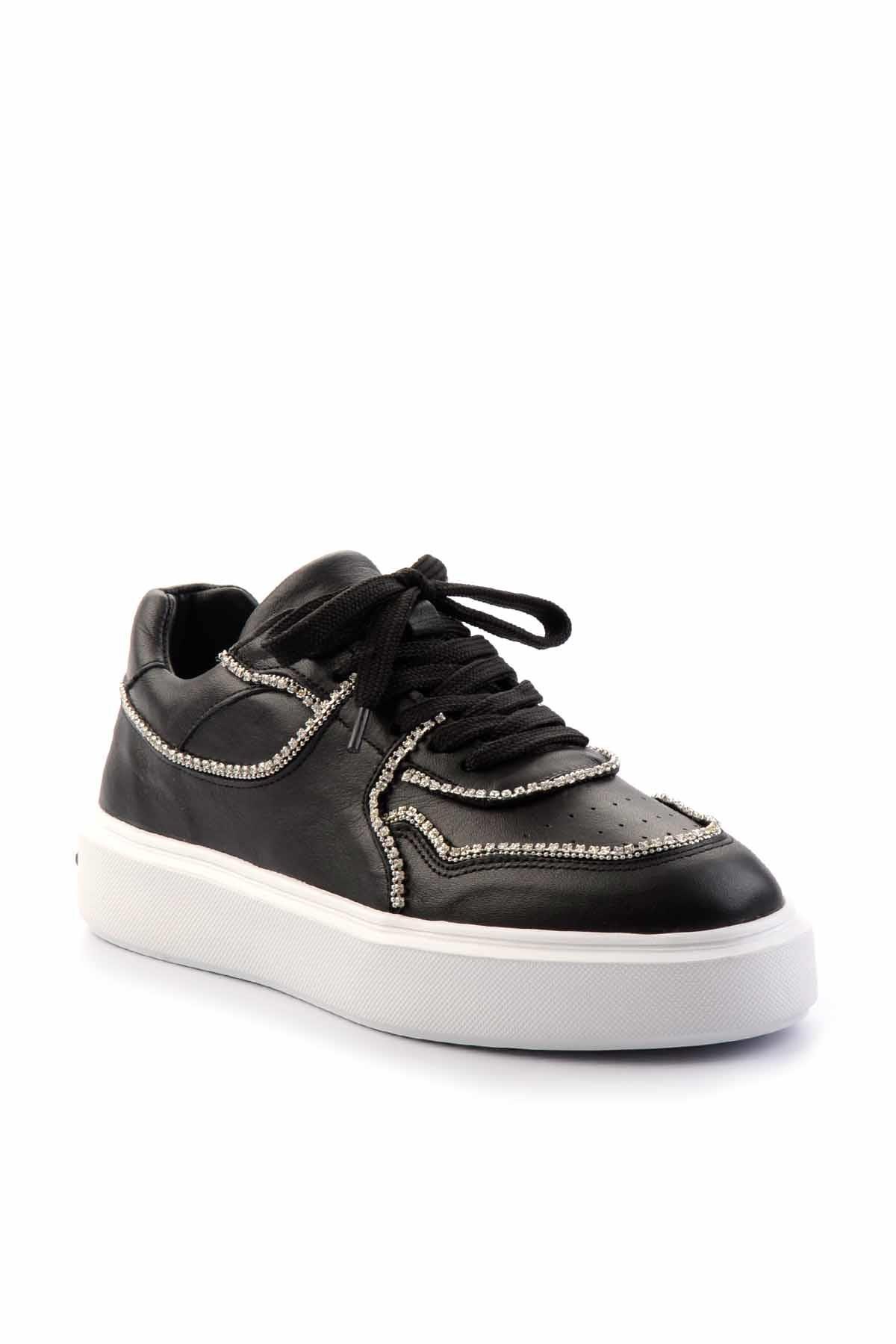 Siyah Hakiki Deri Kadın Sneaker K01480136703