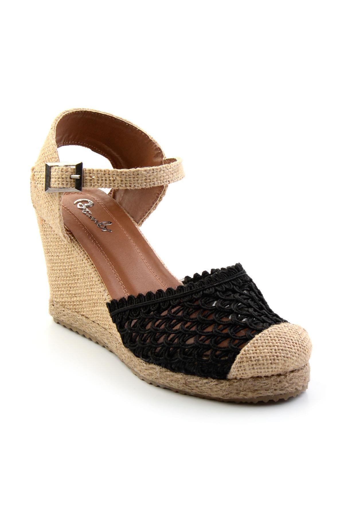 Siyah Hasır  Kadın Espadril K01874414028