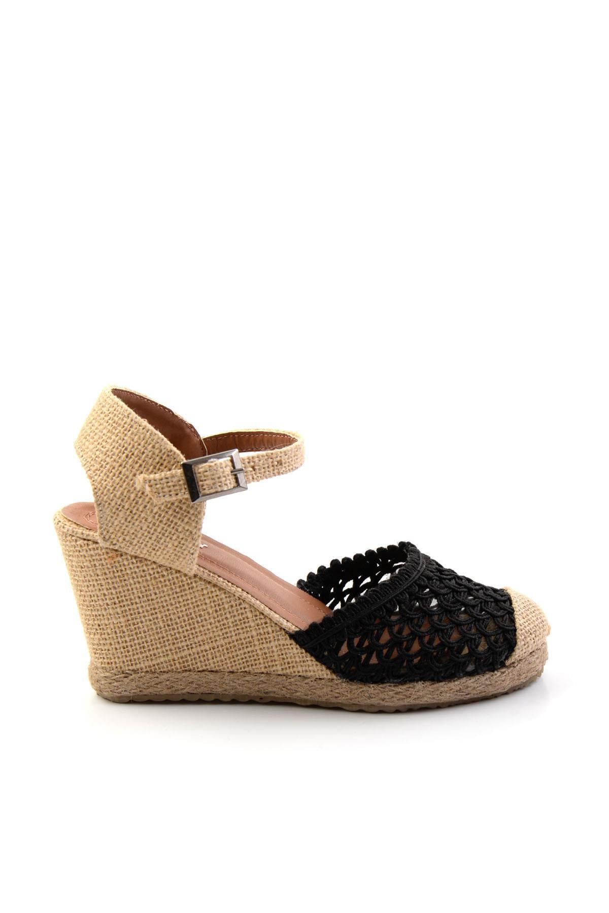 Siyah Hasır  Kadın Espadril K01874414028