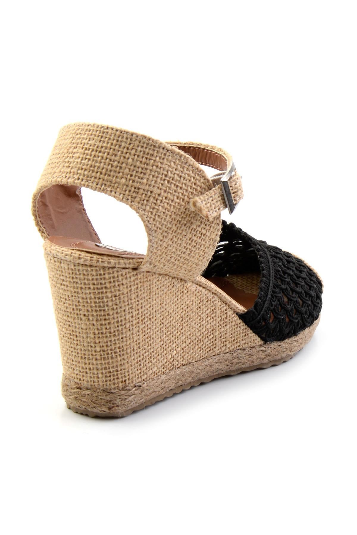 Siyah Hasır  Kadın Espadril K01874414028