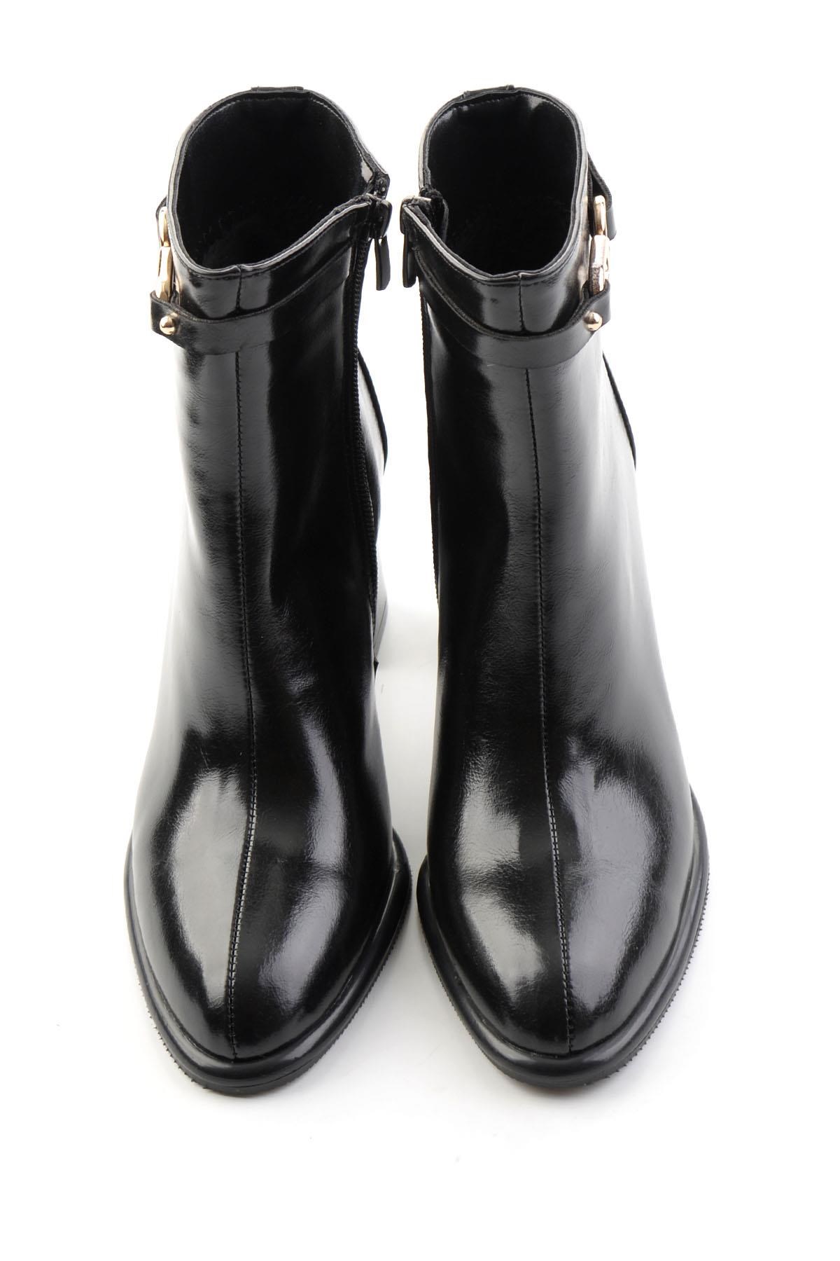 Siyah Kırışık  Kadın Bot & Bootie K02565030542