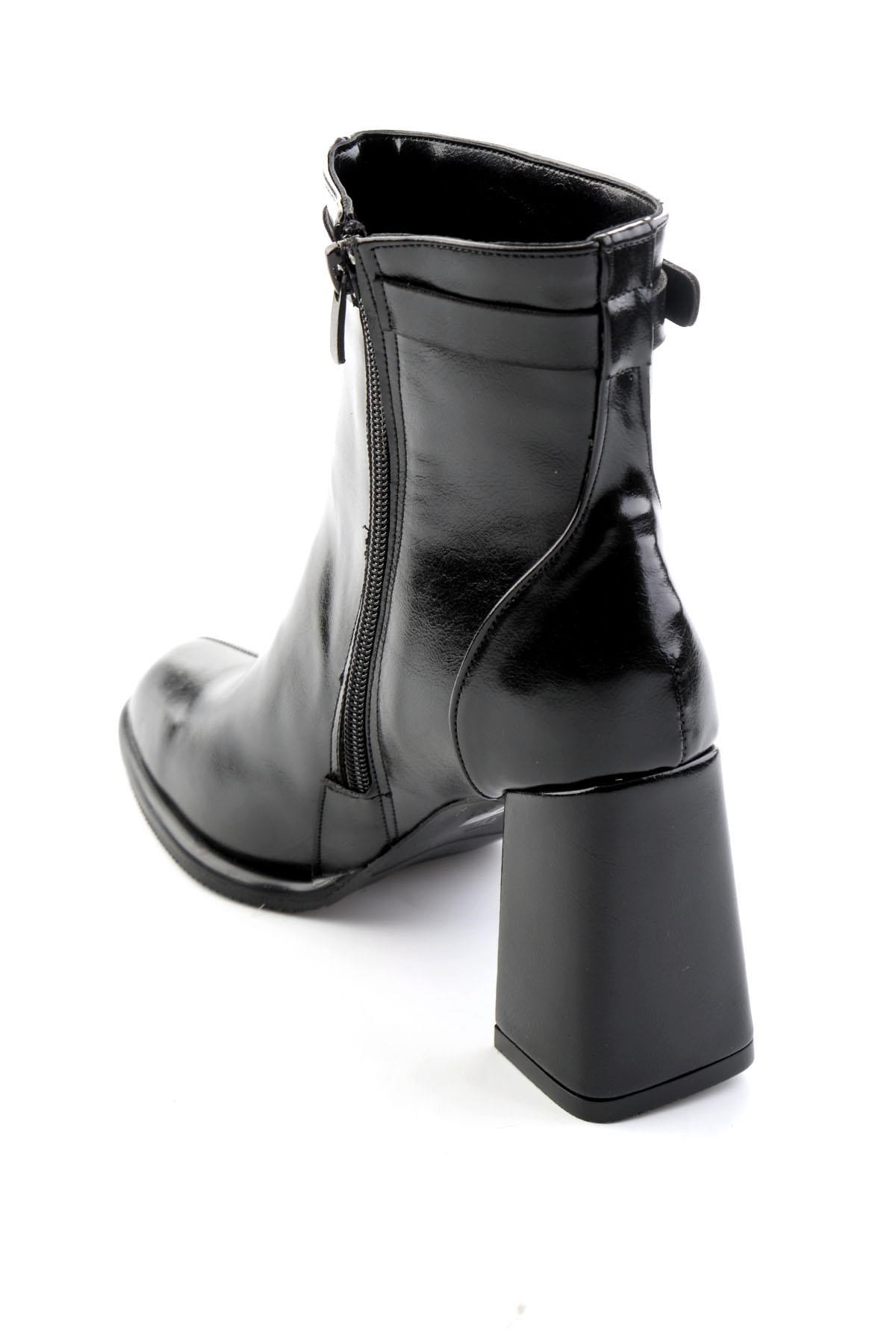 Siyah Kırışık  Kadın Bot & Bootie K02565030542