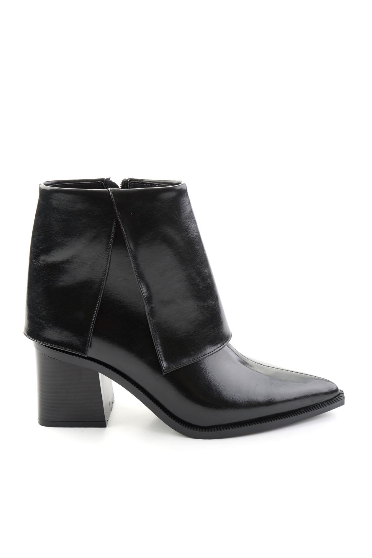 Siyah Kırışık  Kadın Bot & Bootie K02565060042