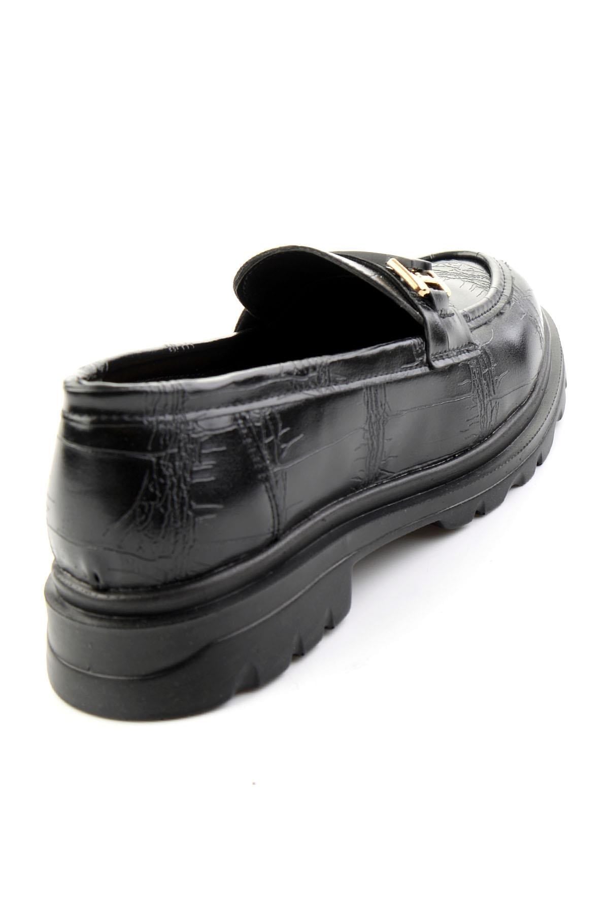 Siyah Kroko  Kadın Loafer Ayakkabı K01179828111