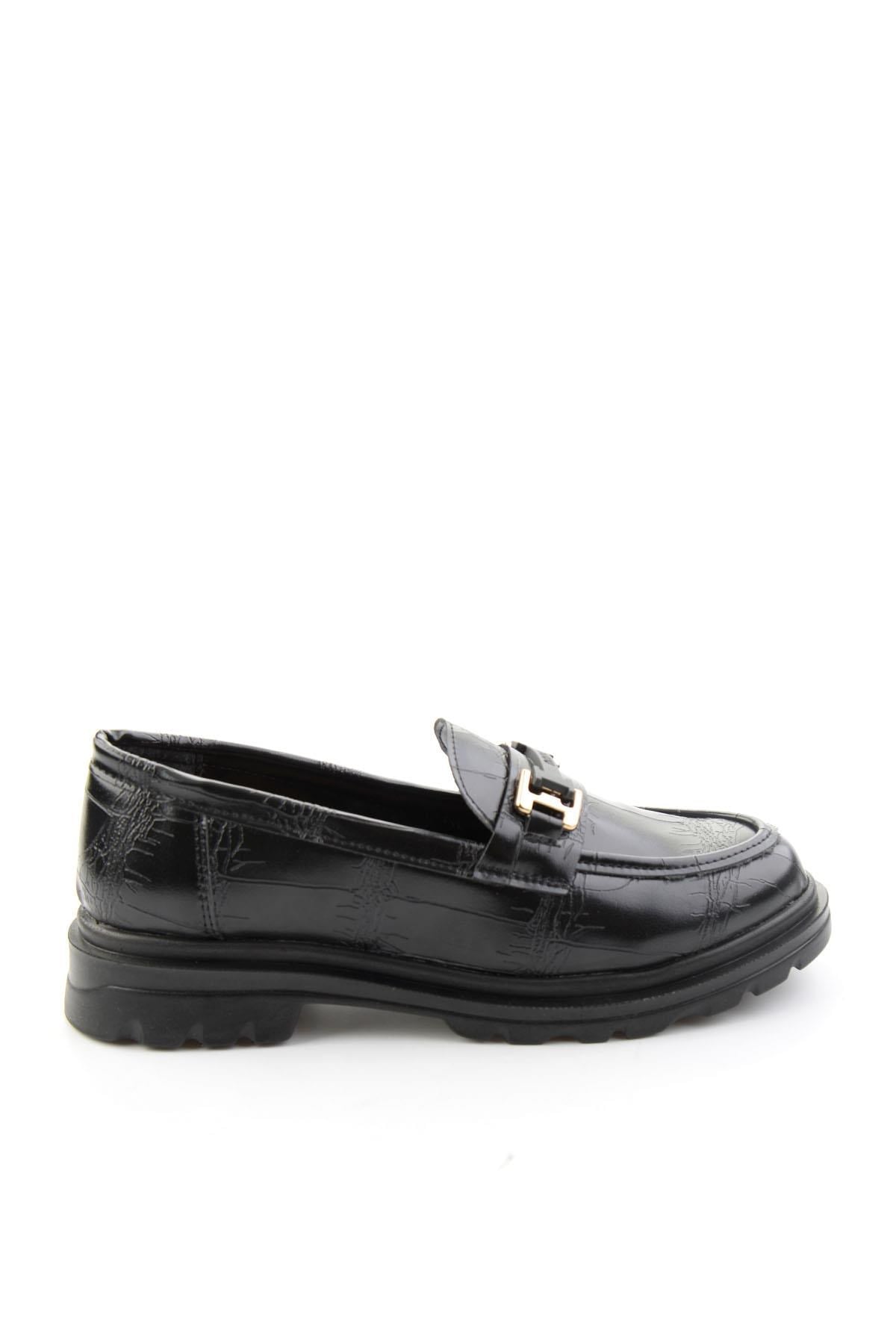 Siyah Kroko  Kadın Loafer Ayakkabı K01179828111