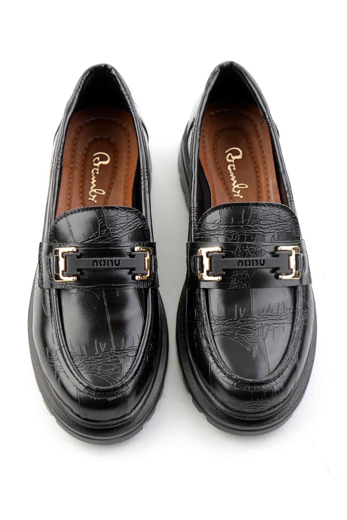 Siyah Kroko  Kadın Loafer Ayakkabı K01179828111