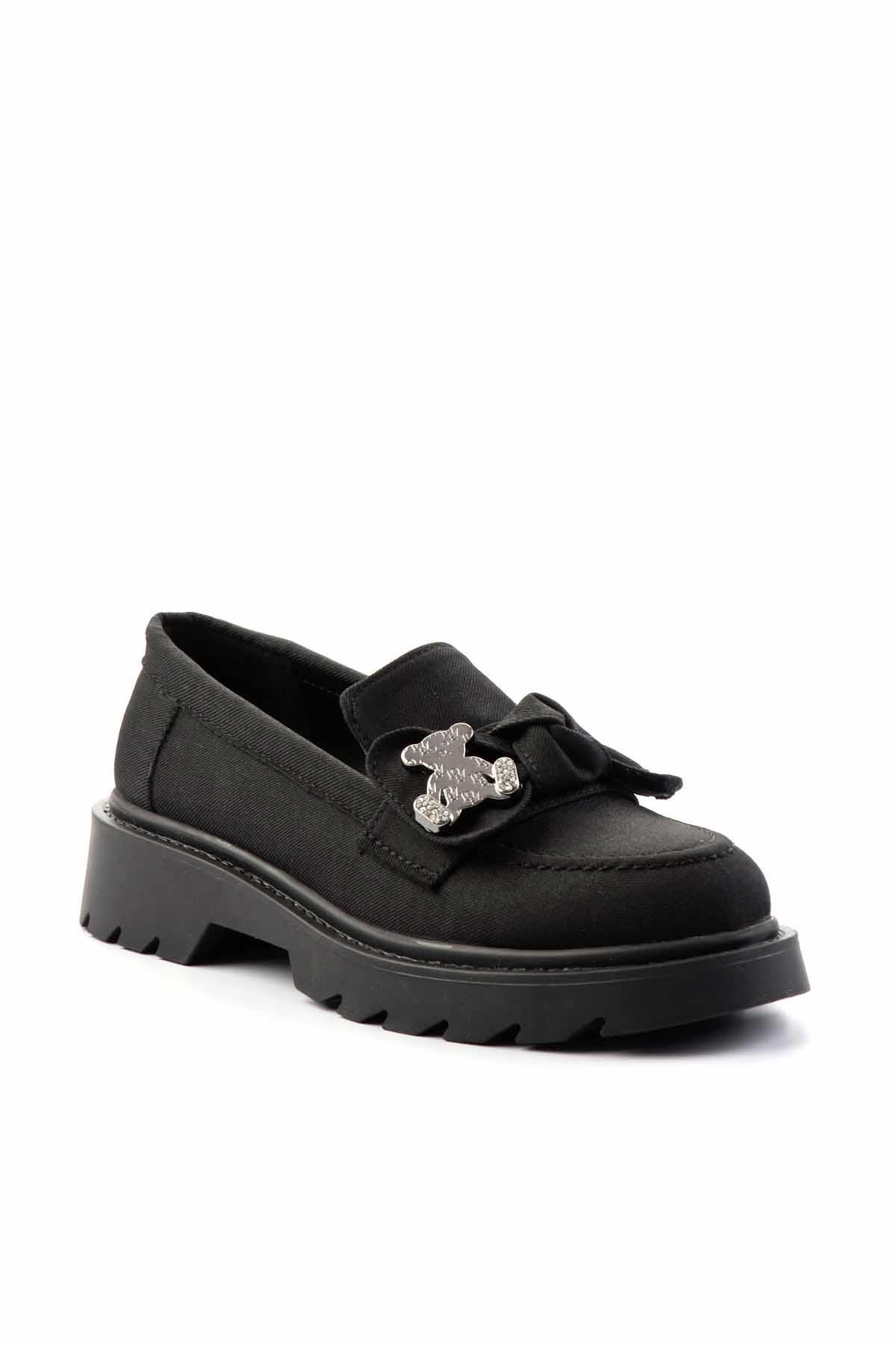 Siyah Kumaş  Kadın Loafer Ayakkabı K01246170804