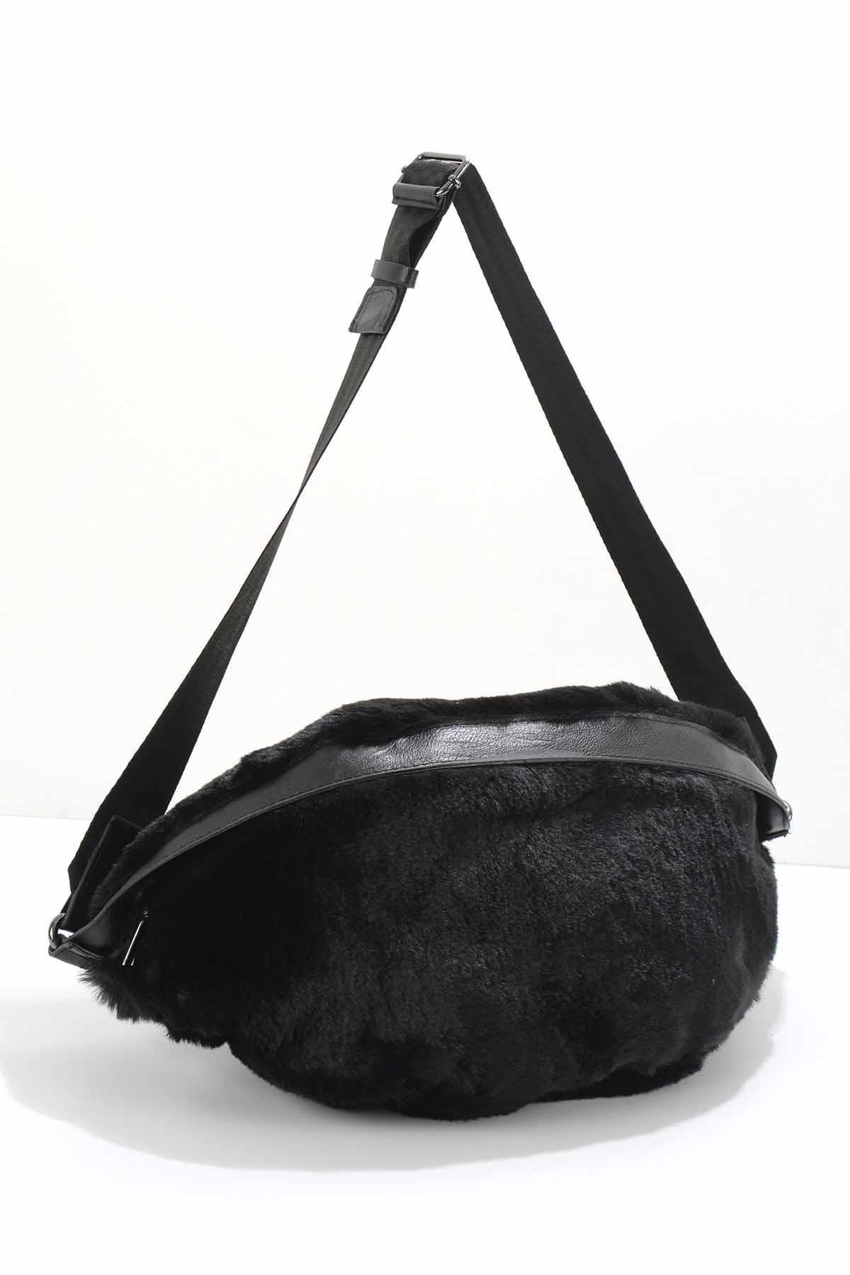 Siyah Kürklü  Kadın Bel Çantası C06960193697