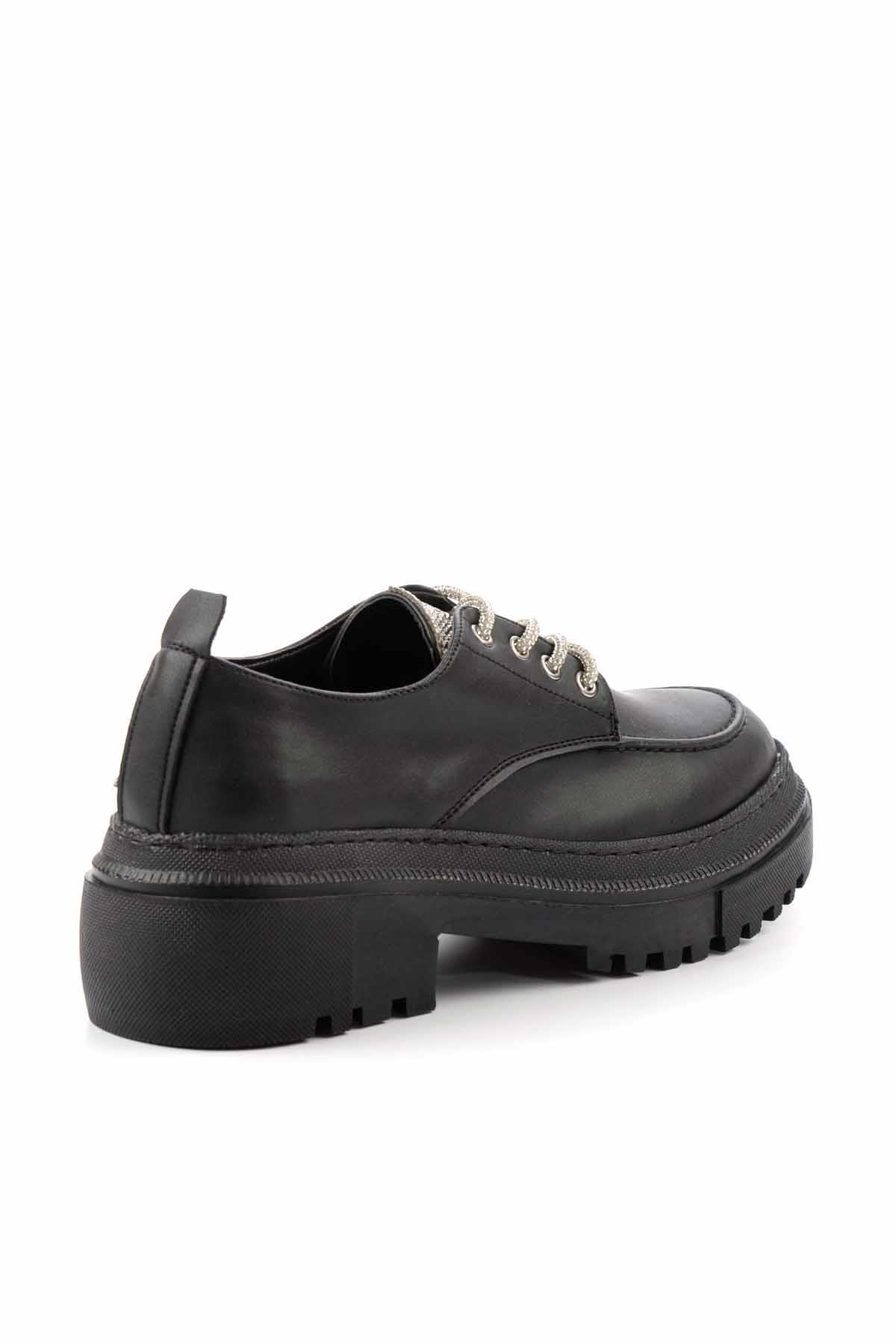 Siyah Lame  Kadın Loafer Ayakkabı K01503741709