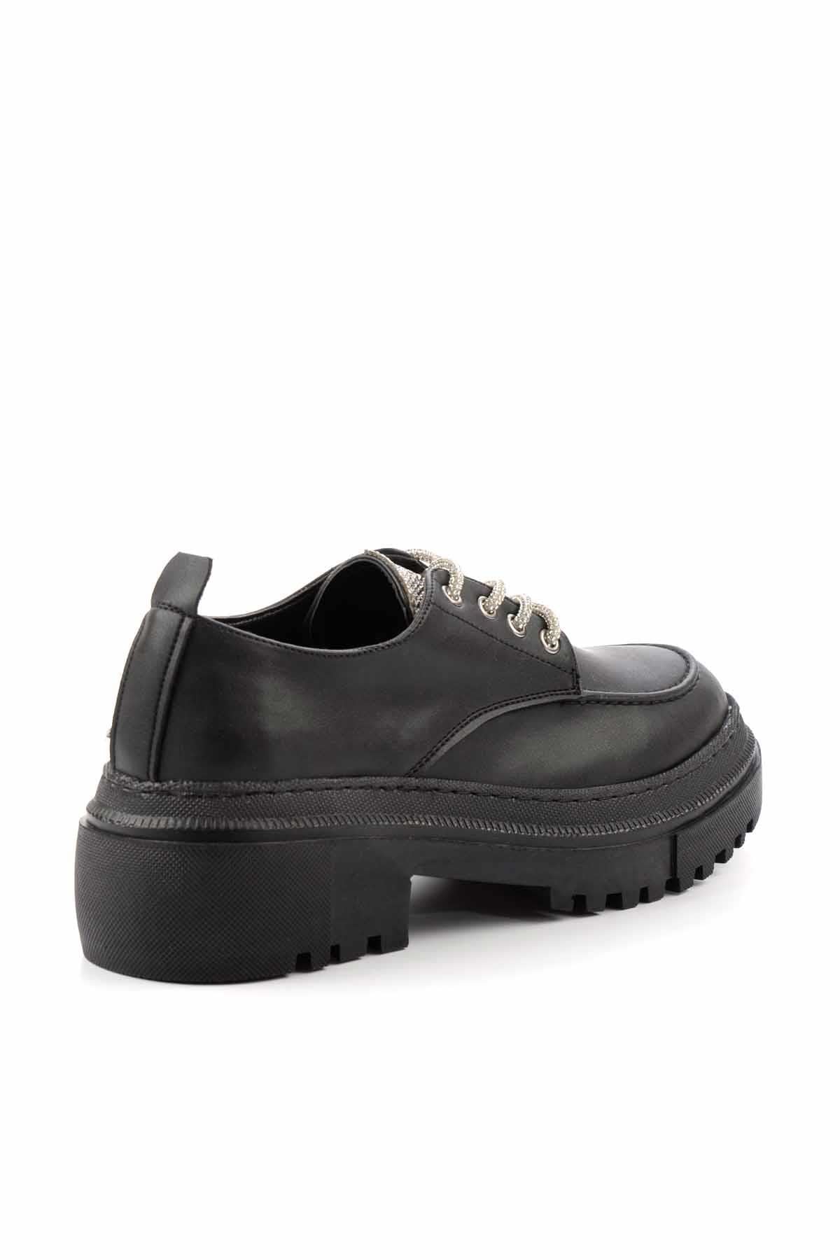 Siyah Lame  Kadın Loafer Ayakkabı K01503741709