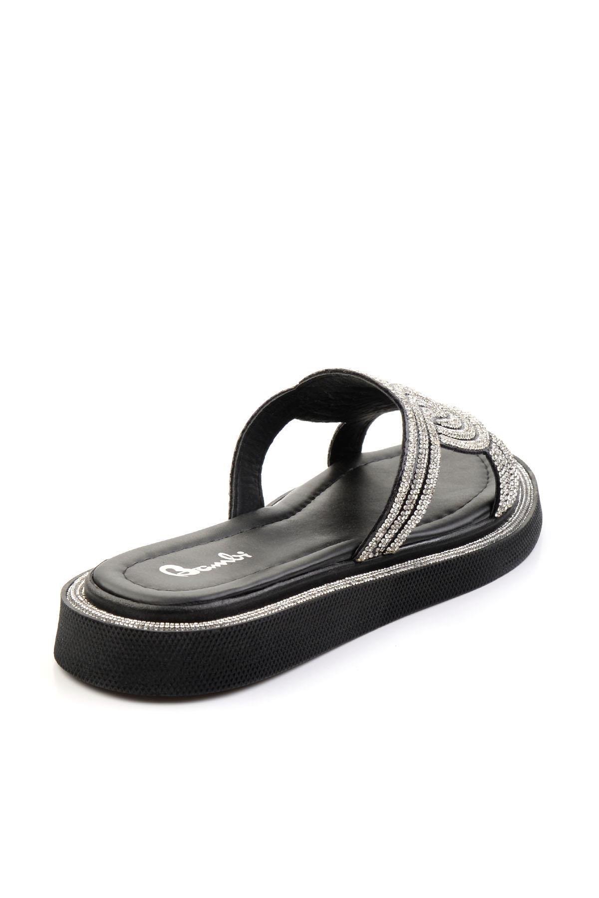 Siyah Lame  Kadın Terlik K04328023009