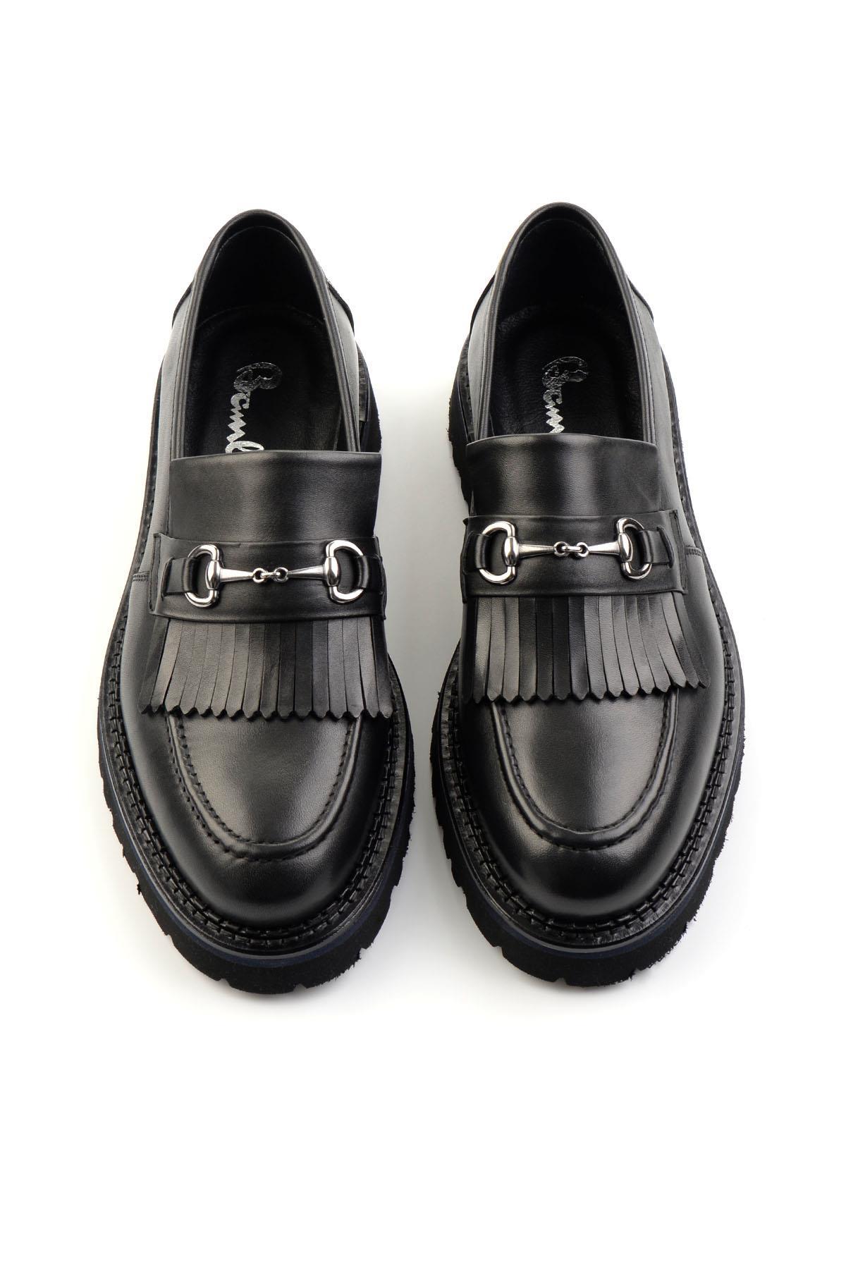 Siyah Leather Erkek Loafer Ayakkabı E01755132341
