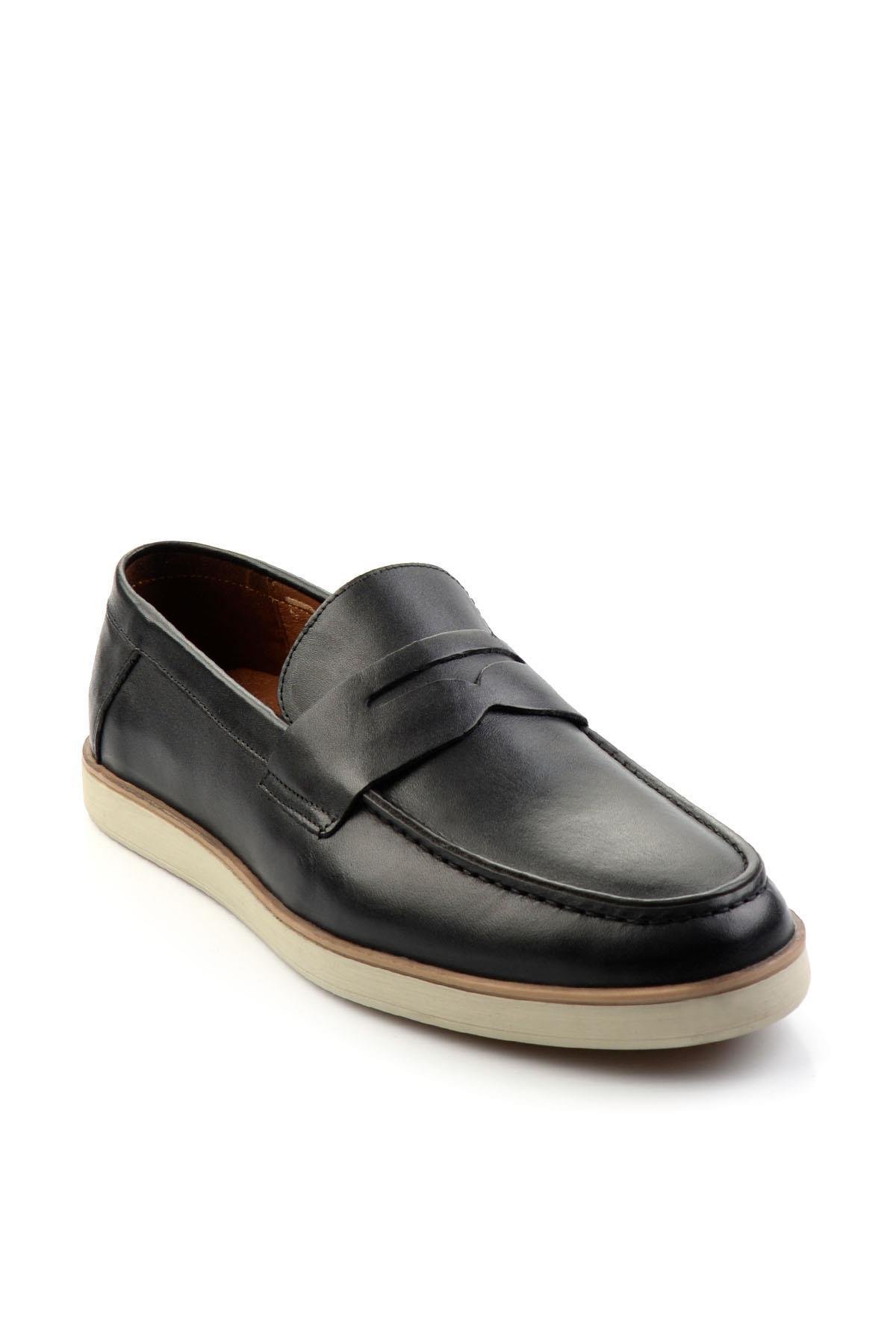 Siyah Leather Erkek Loafer Ayakkabı E01054171341