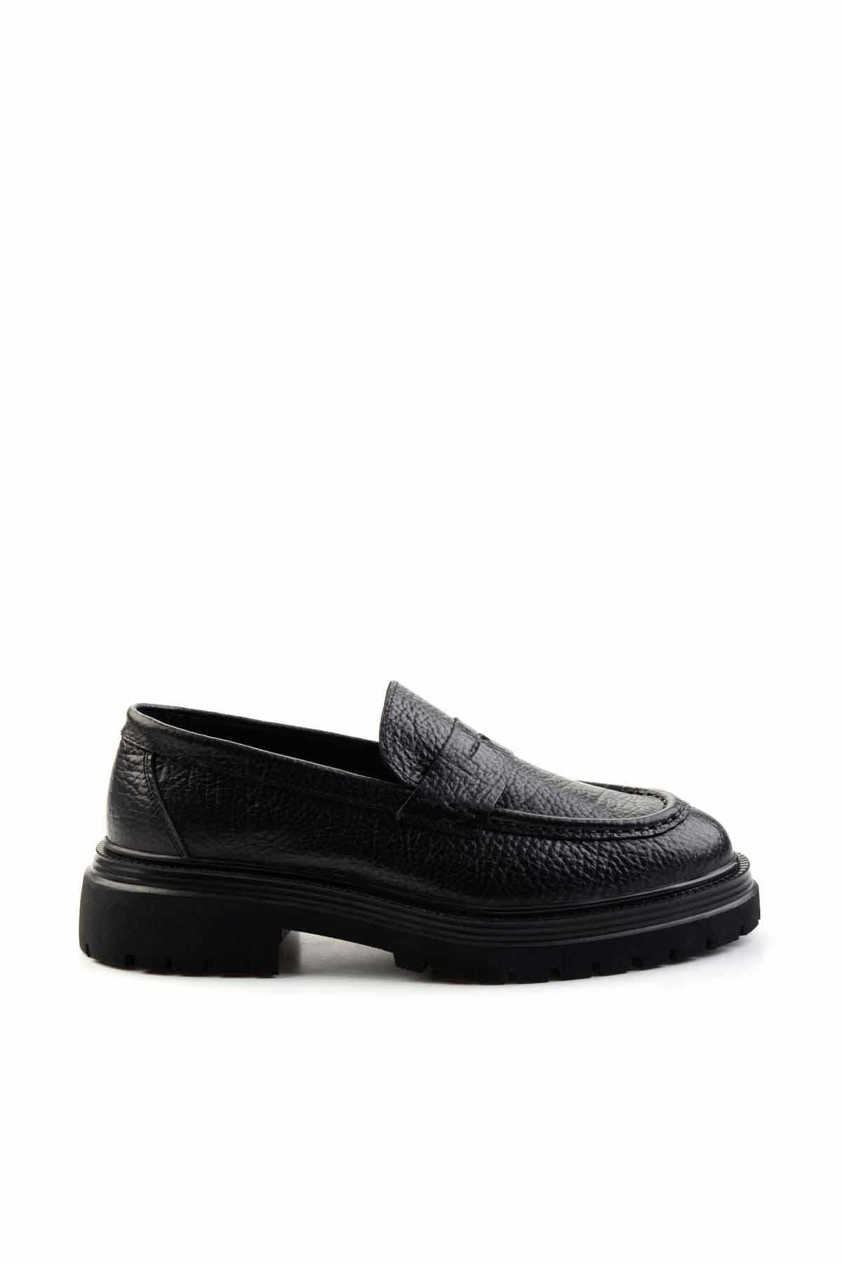 Siyah Leather Erkek Loafer Ayakkabı E01585747603