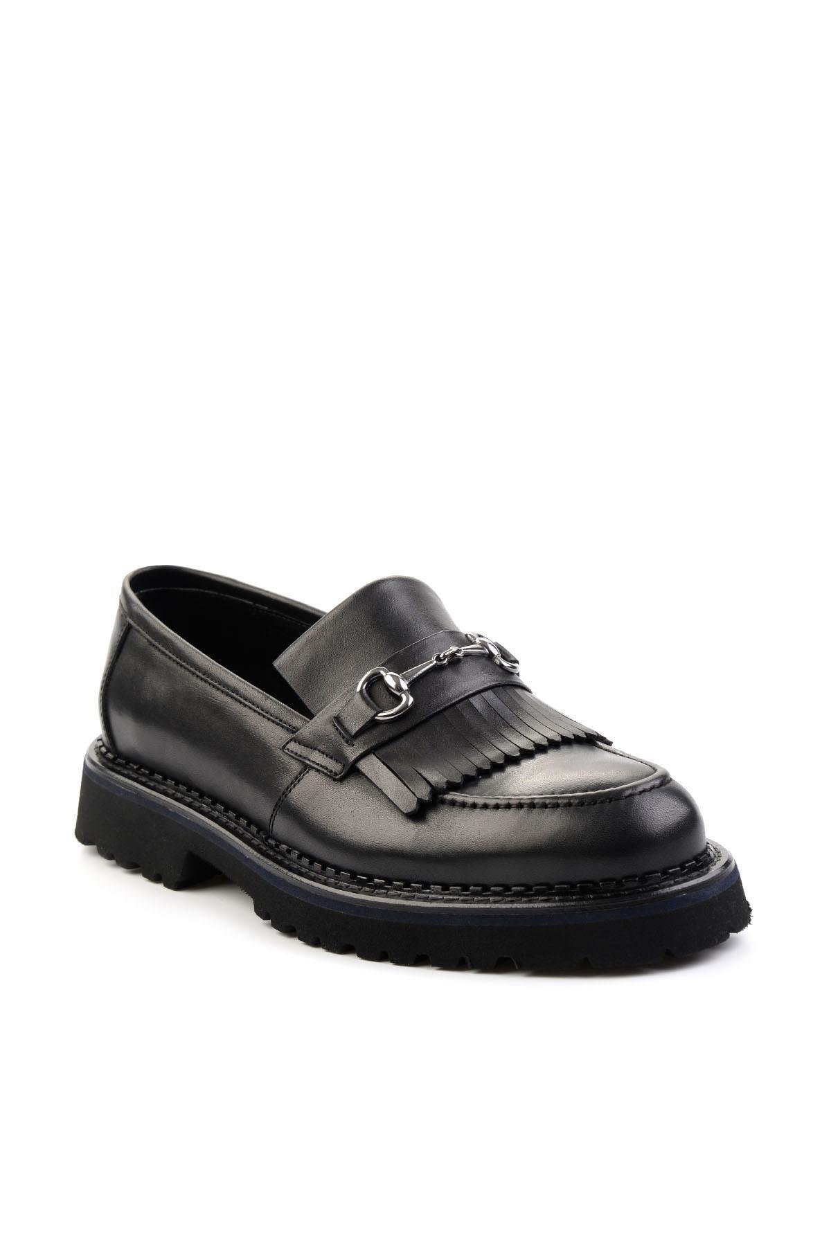 Siyah Leather Erkek Loafer Ayakkabı E01755132341