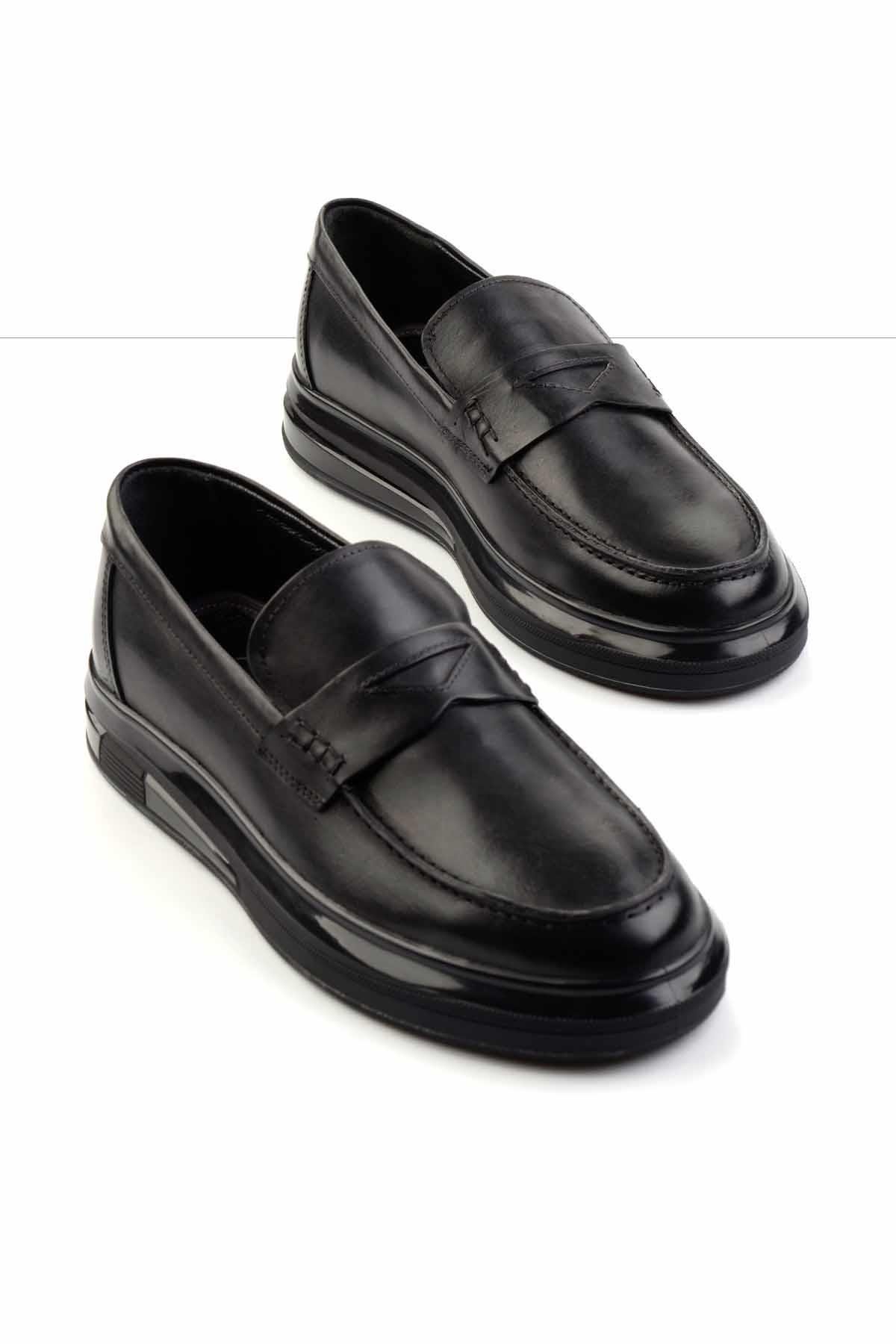 Siyah Leather Erkek Loafer Ayakkabı E01401082143