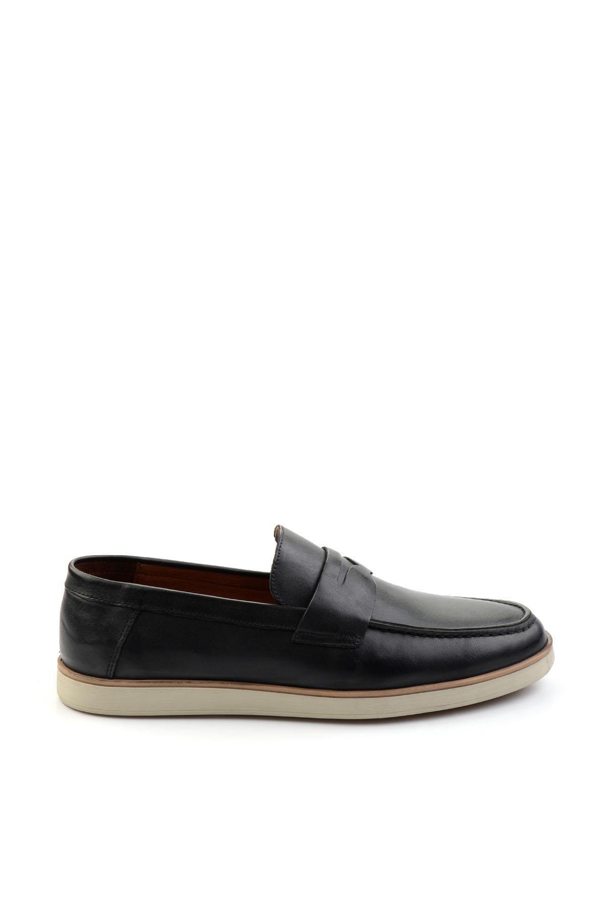 Siyah Leather Erkek Loafer Ayakkabı E01054171341