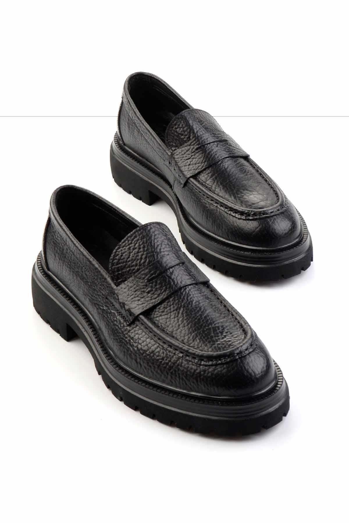 Siyah Leather Erkek Loafer Ayakkabı E01585747603