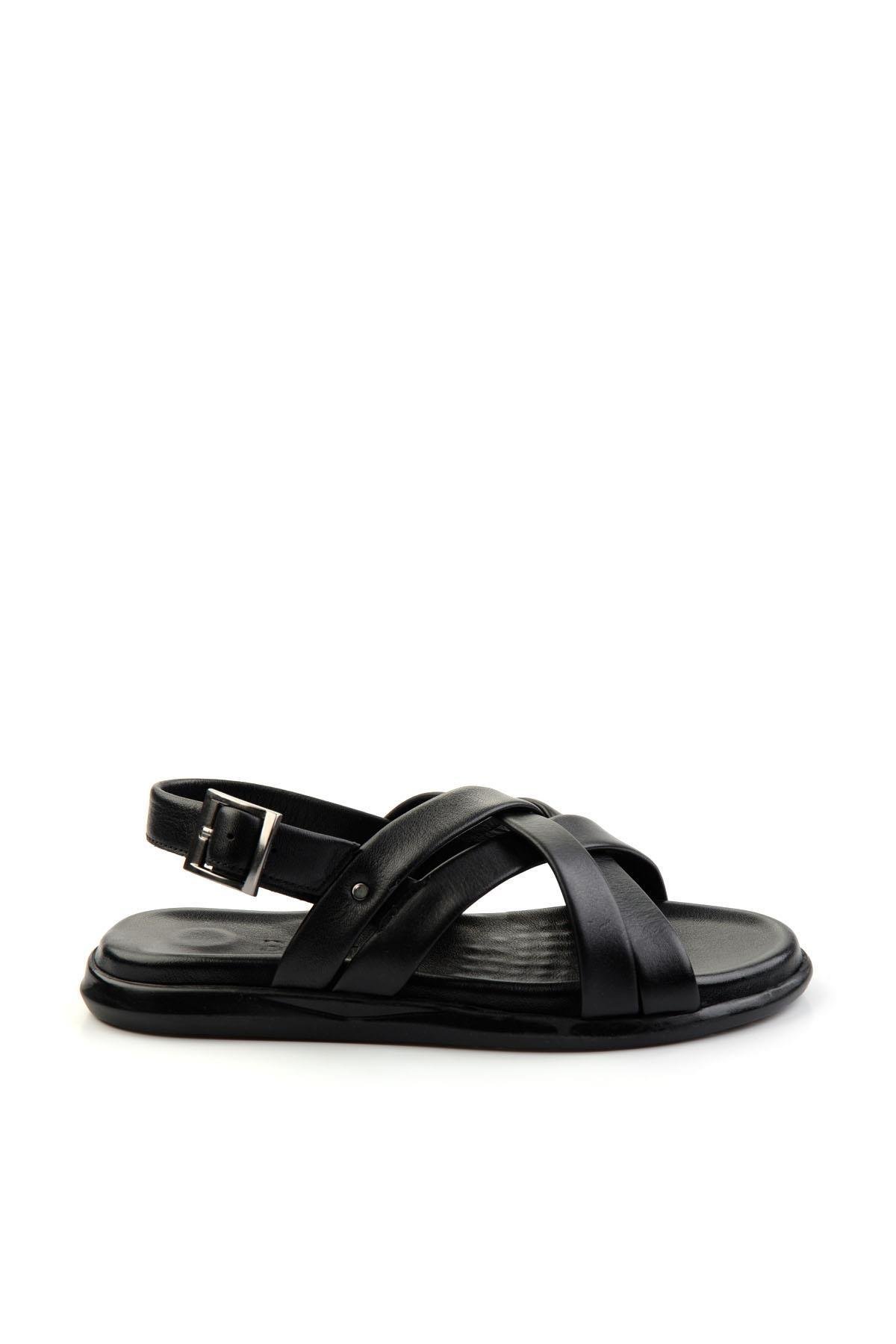 Siyah Leather Erkek Sandalet E05557240243