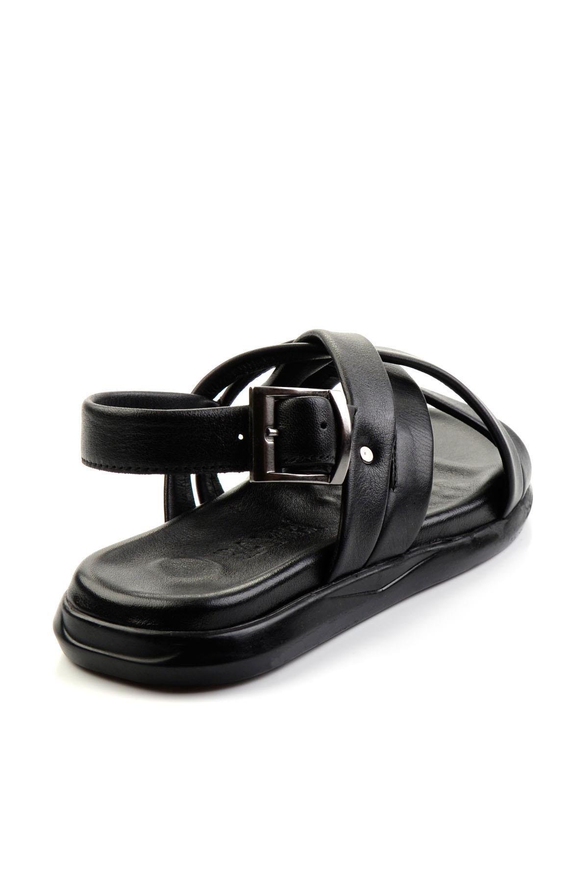 Siyah Leather Erkek Sandalet E05557240243