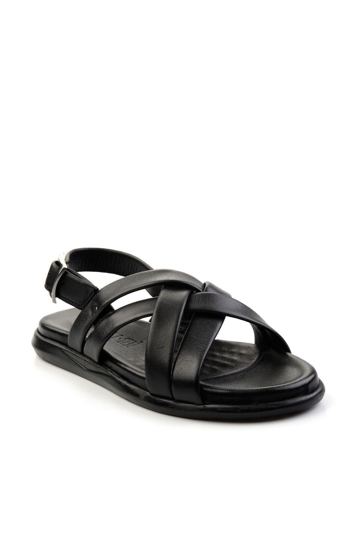 Siyah Leather Erkek Sandalet E05557240243