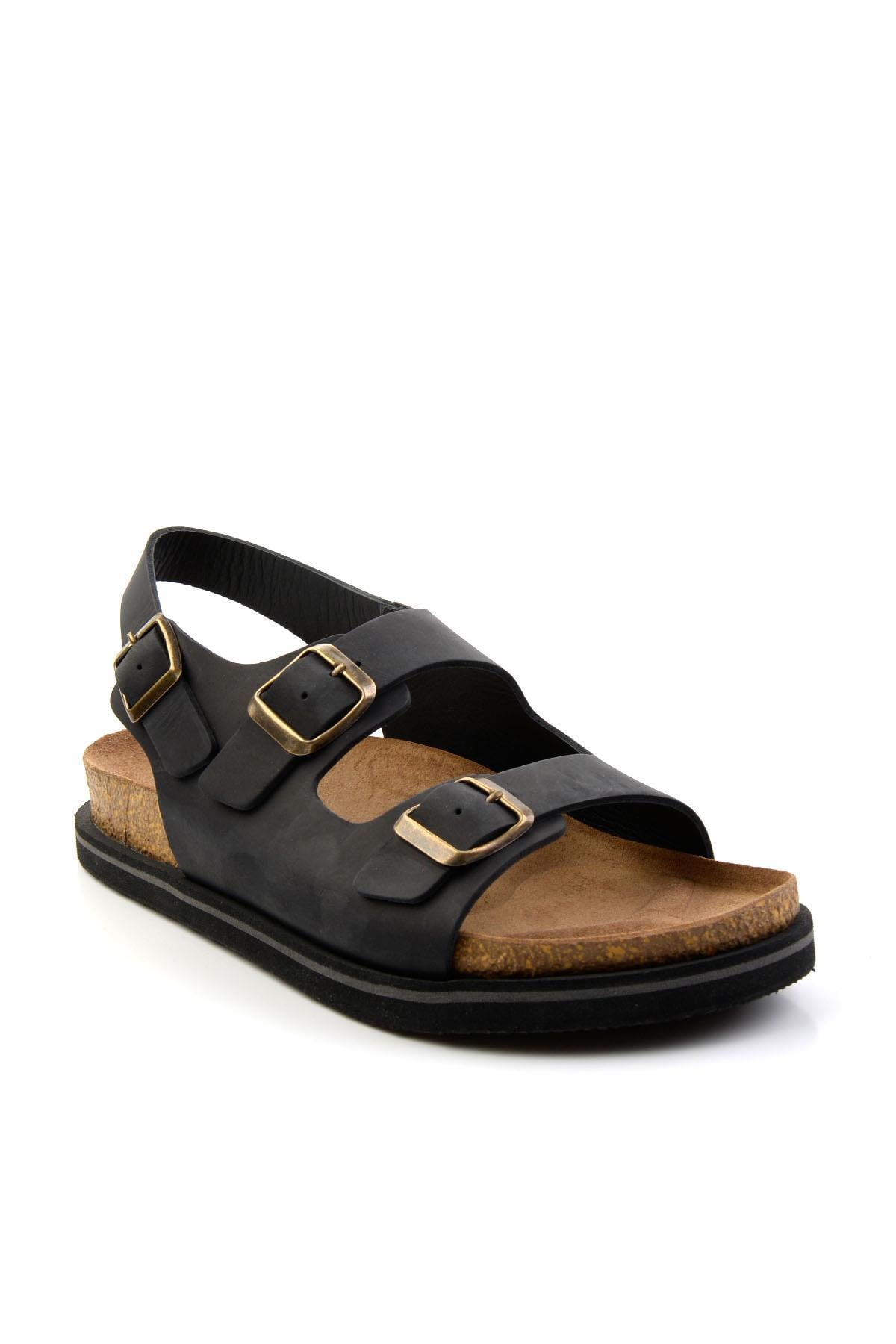 Siyah Leather Erkek Sandalet E05801198403