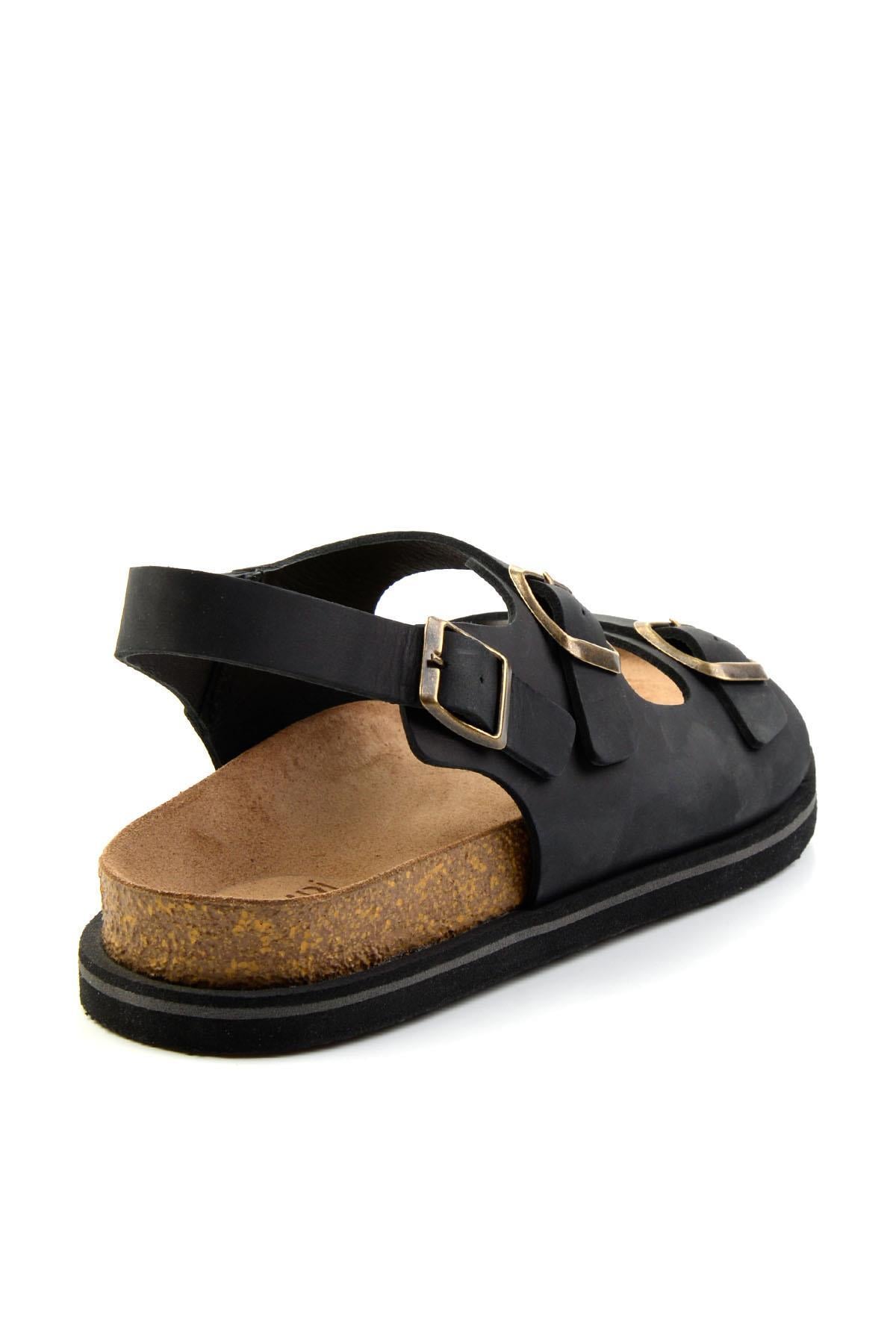Siyah Leather Erkek Sandalet E05801198403