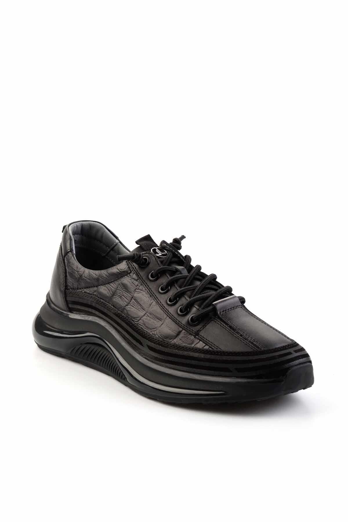 Siyah Leather Erkek Sneaker E01018240203