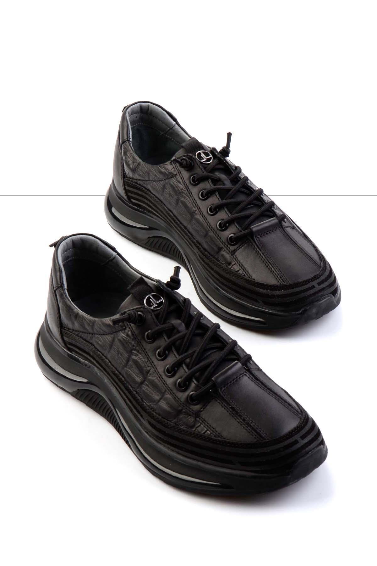 Siyah Leather Erkek Sneaker E01018240203