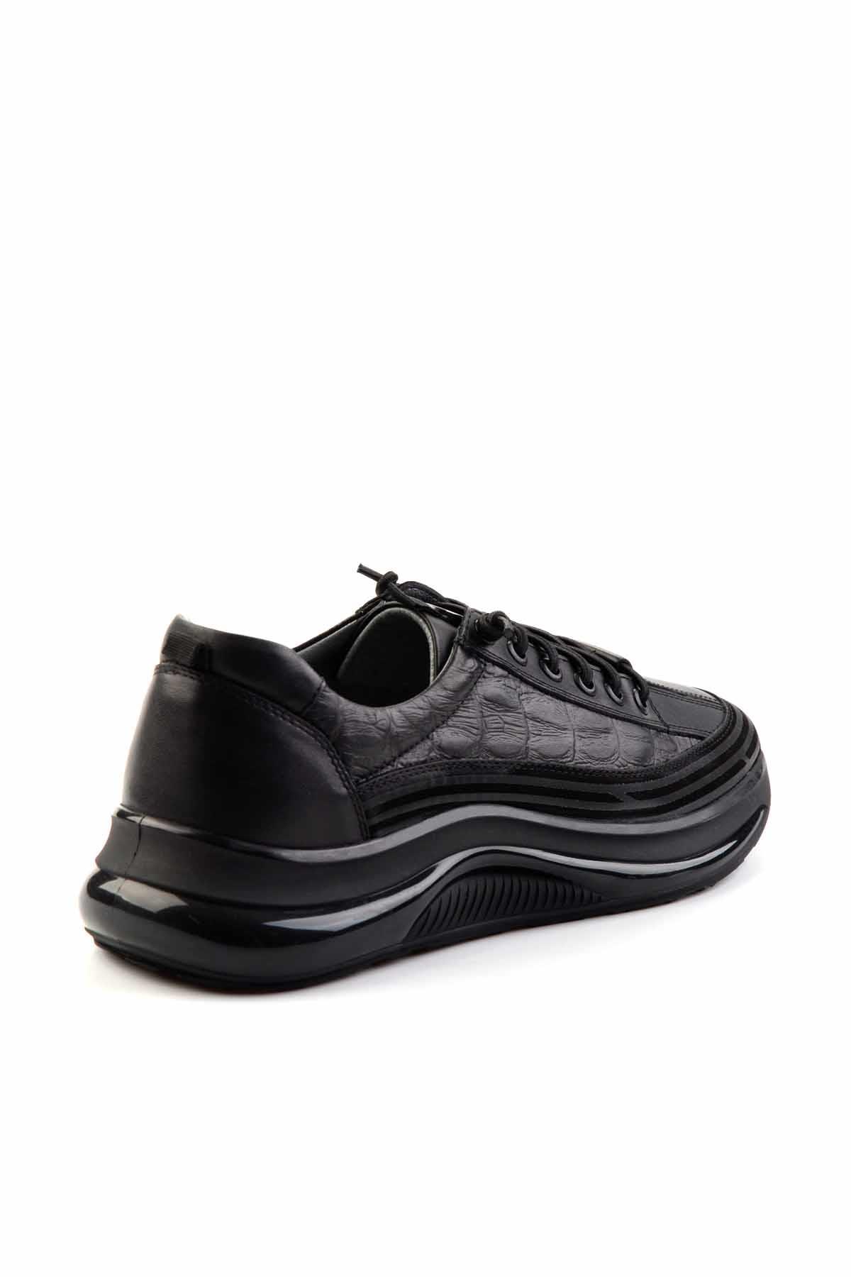 Siyah Leather Erkek Sneaker E01018240203