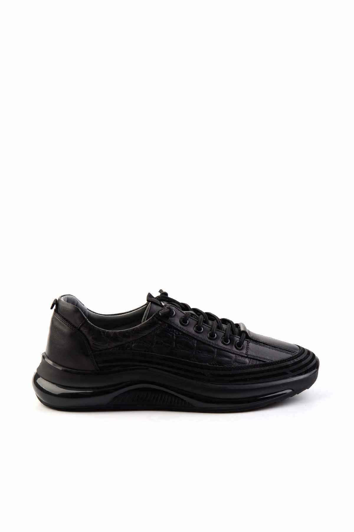 Siyah Leather Erkek Sneaker E01018240203