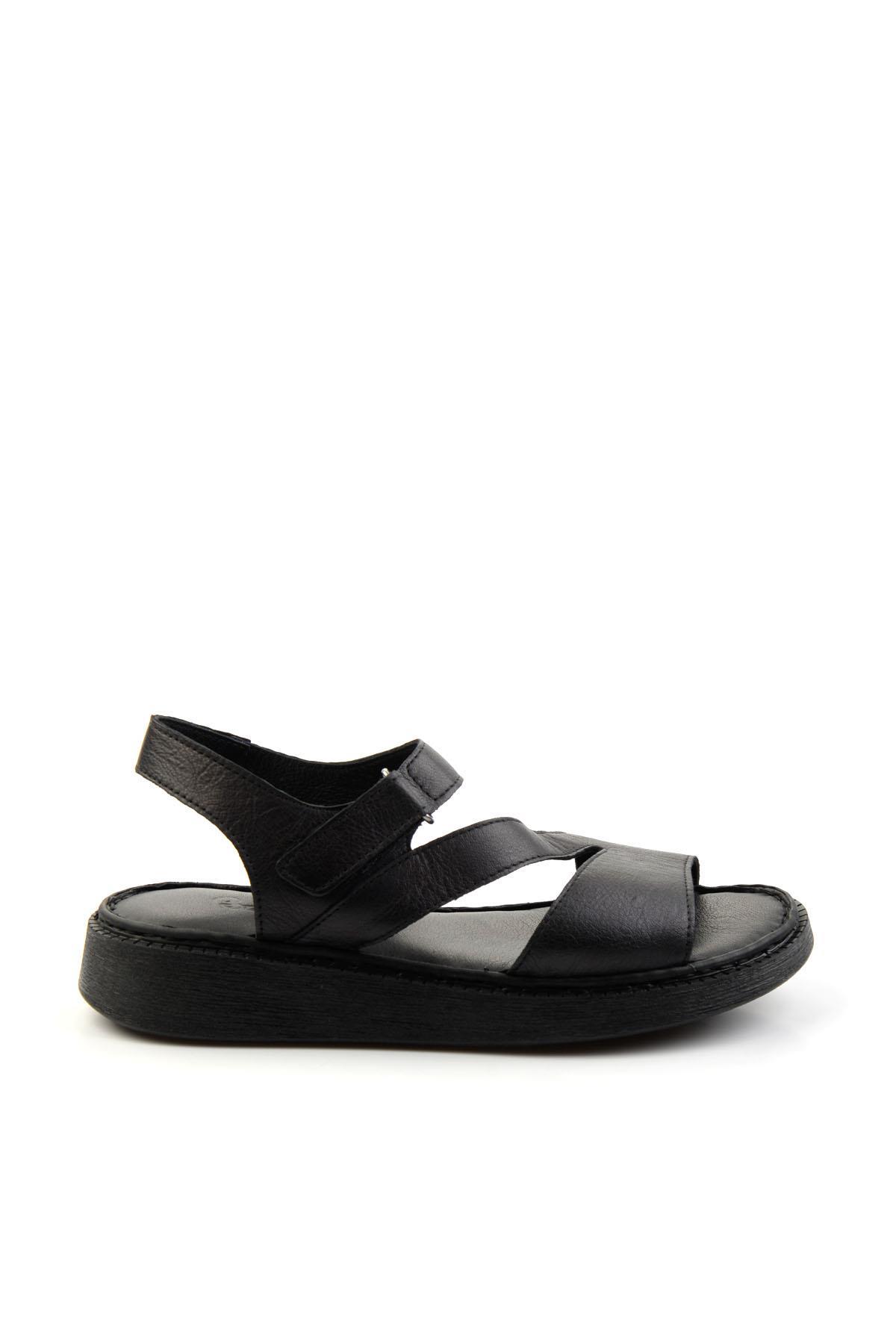 Siyah Leather Kadın Sandalet K05331045703