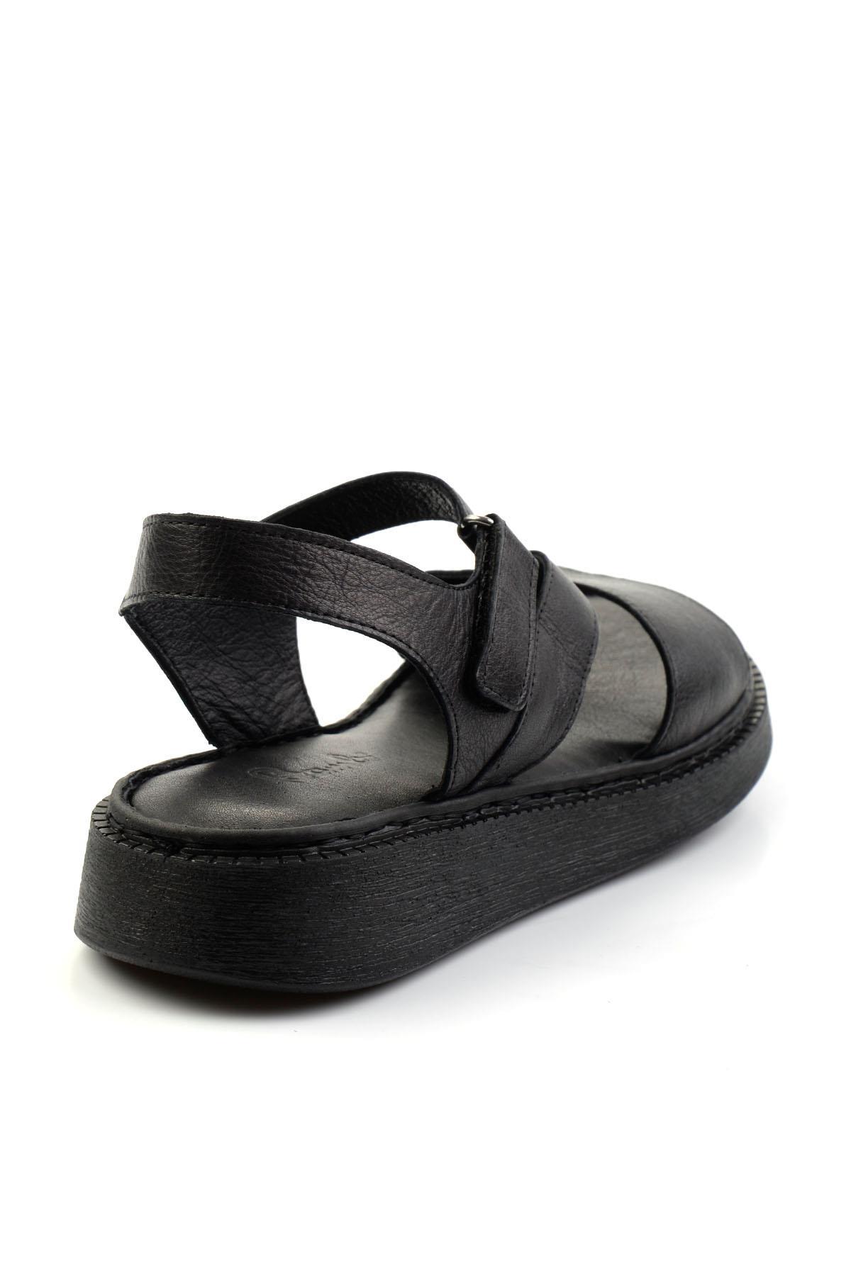 Siyah Leather Kadın Sandalet K05331045703
