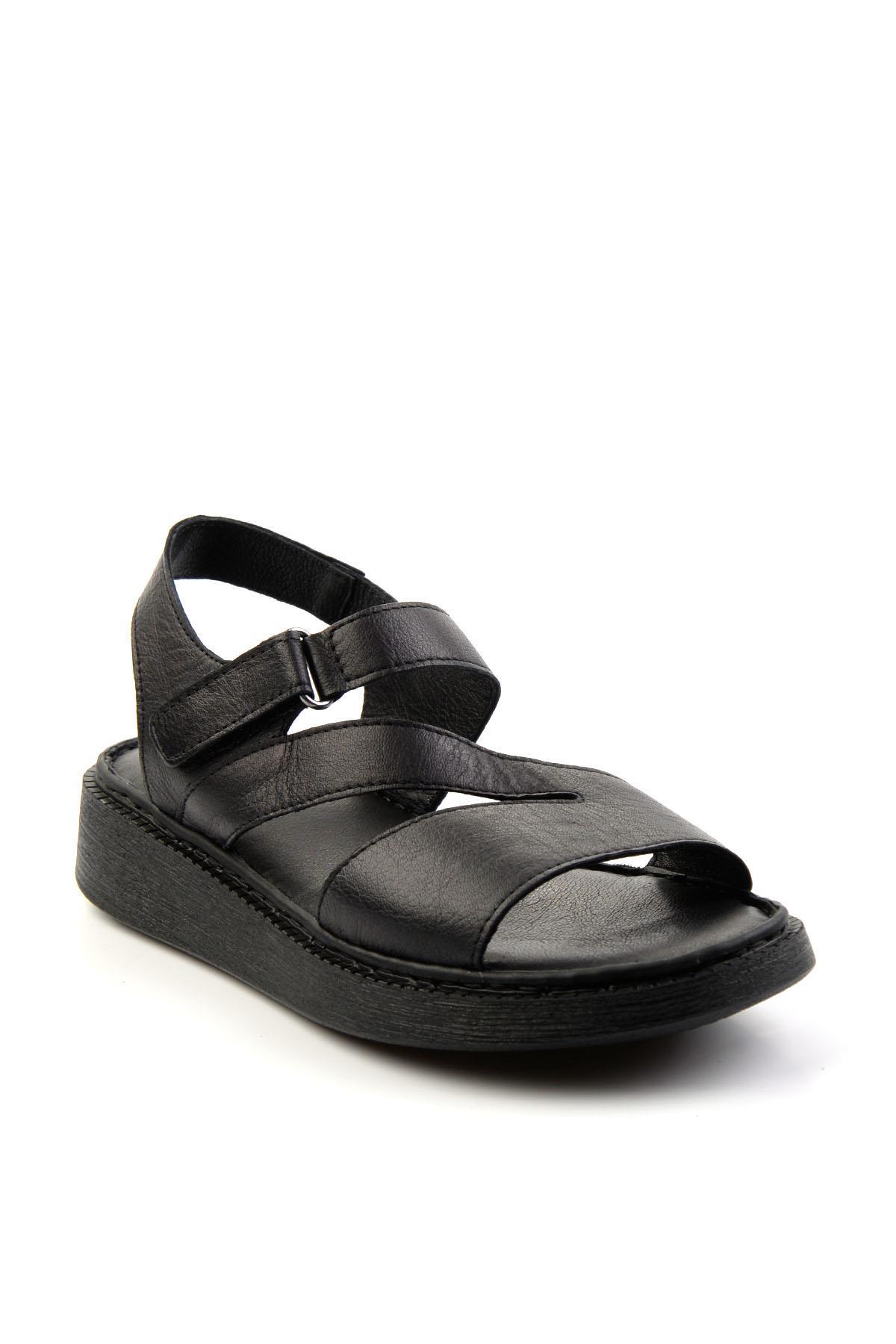 Siyah Leather Kadın Sandalet K05331045703