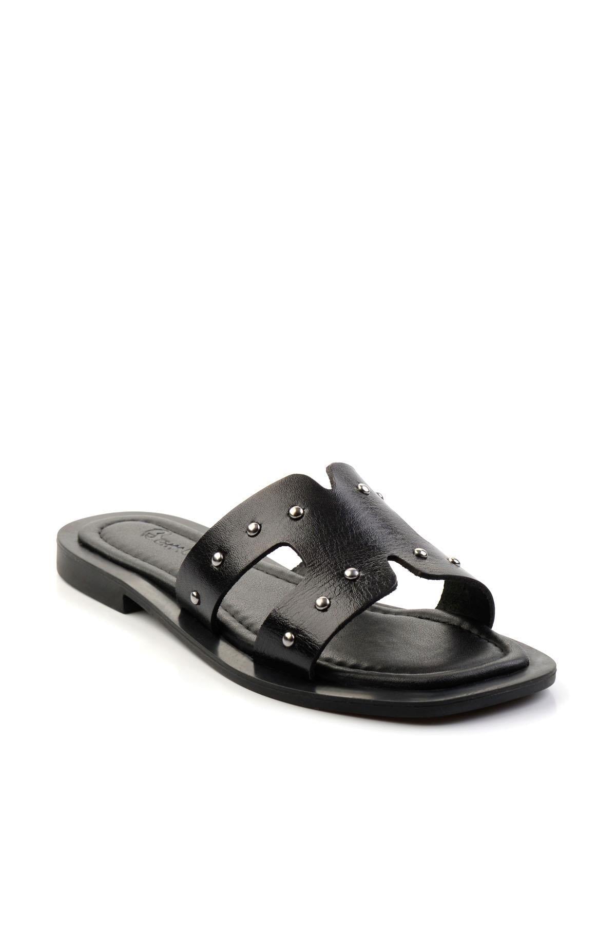 Siyah Leather Kadın Terlik K04826053603