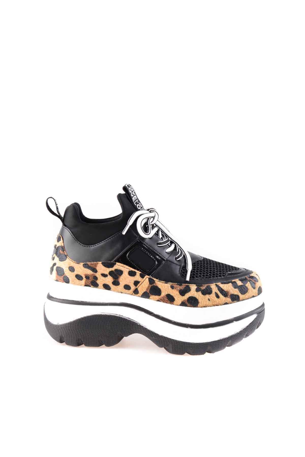 Siyah Leopar  Kadın Sneaker K0541350117