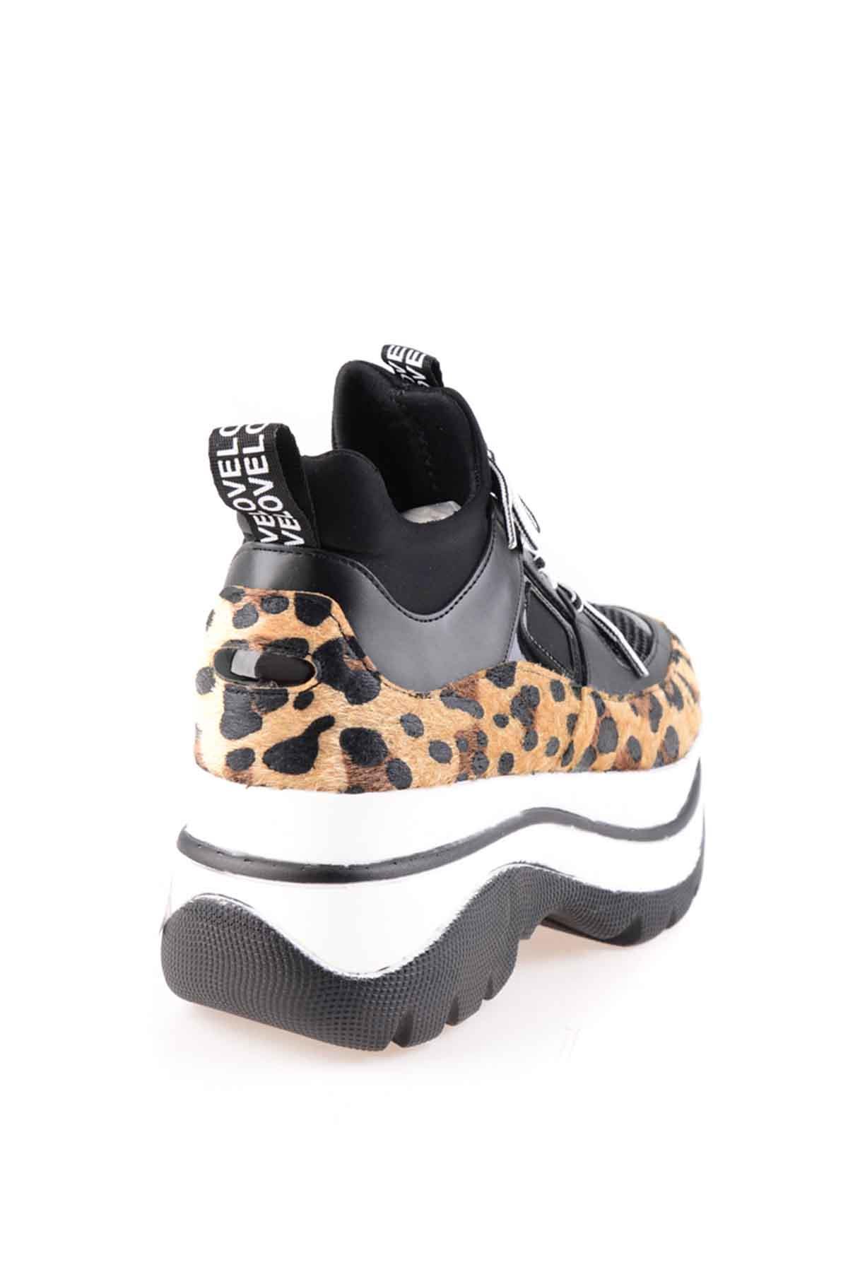 Siyah Leopar  Kadın Sneaker K0541350117