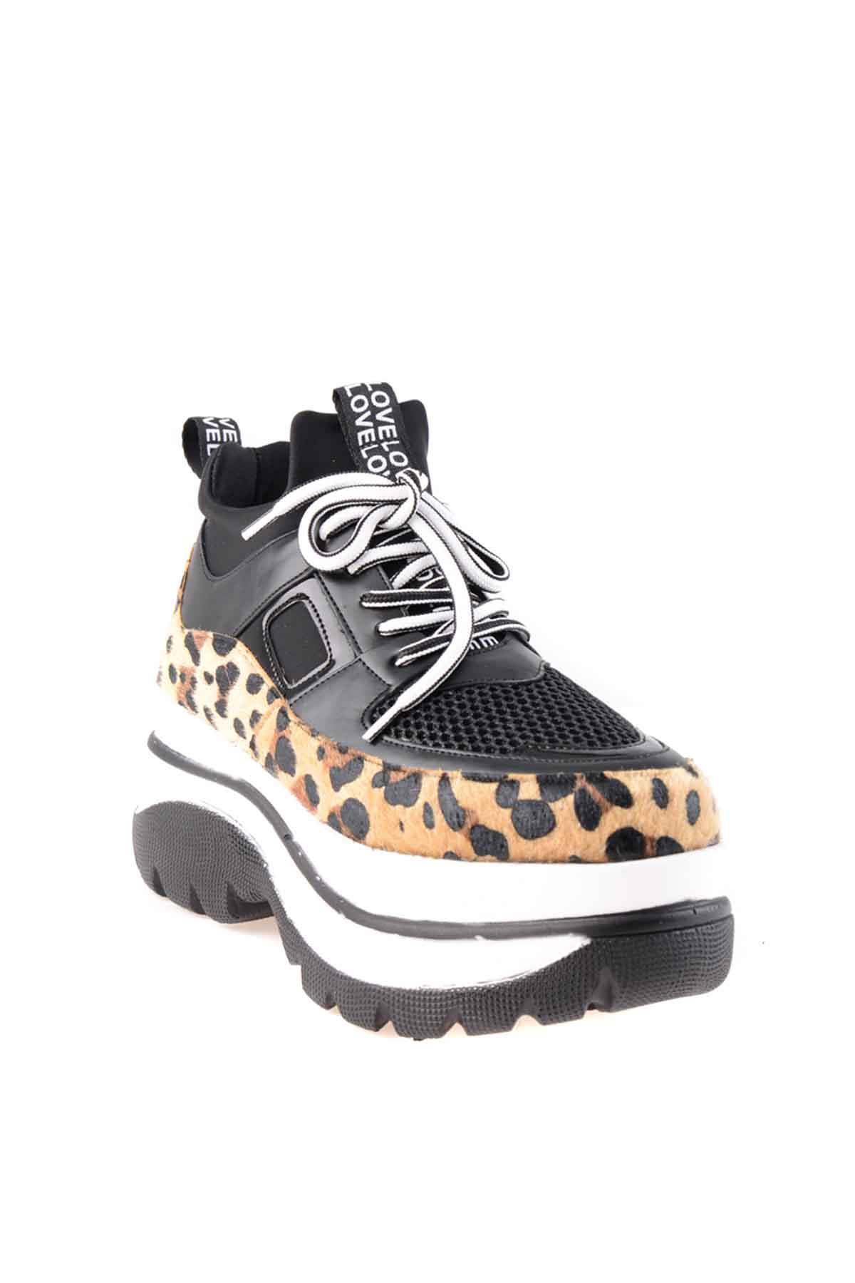 Siyah Leopar  Kadın Sneaker K0541350117