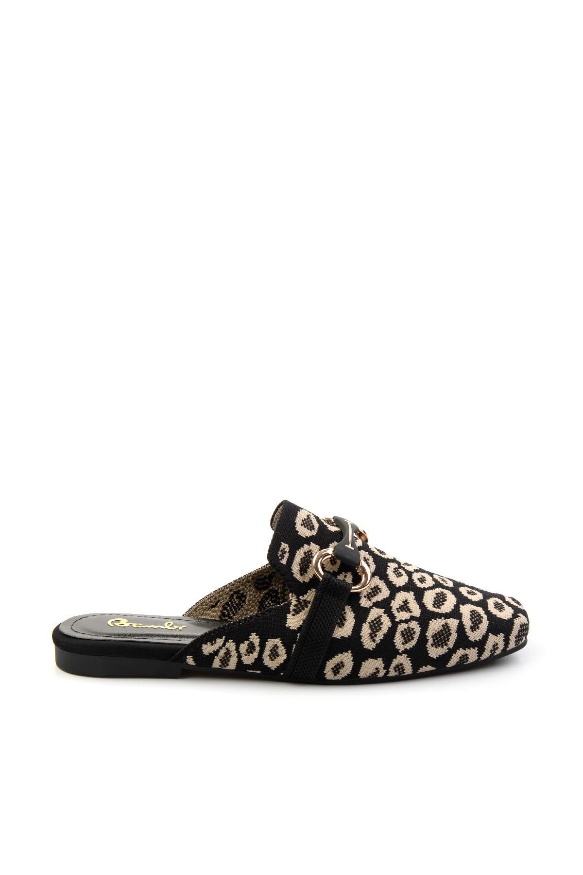 Siyah Leopar  Kadın Terlik K04327012482