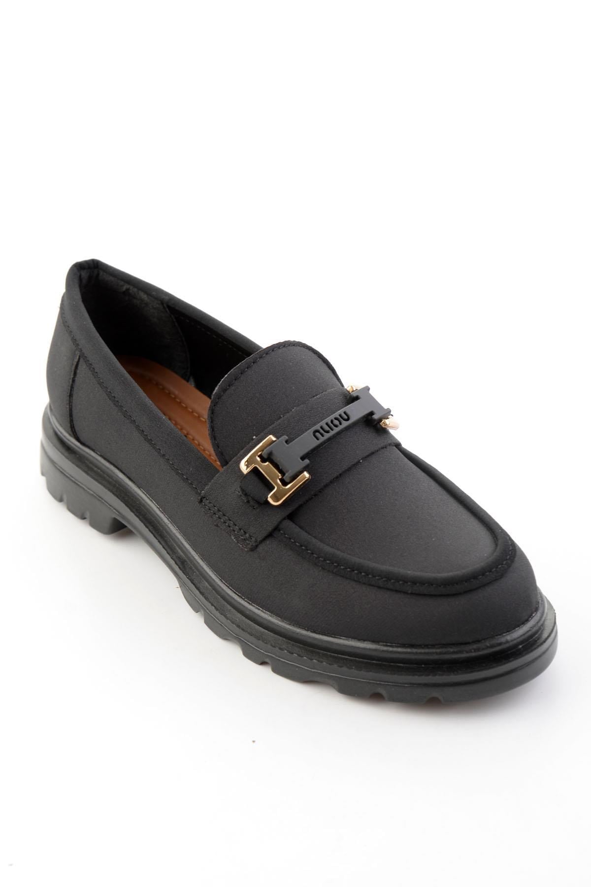 Siyah Mat Saten  Kadın Loafer Ayakkabı K01179828120