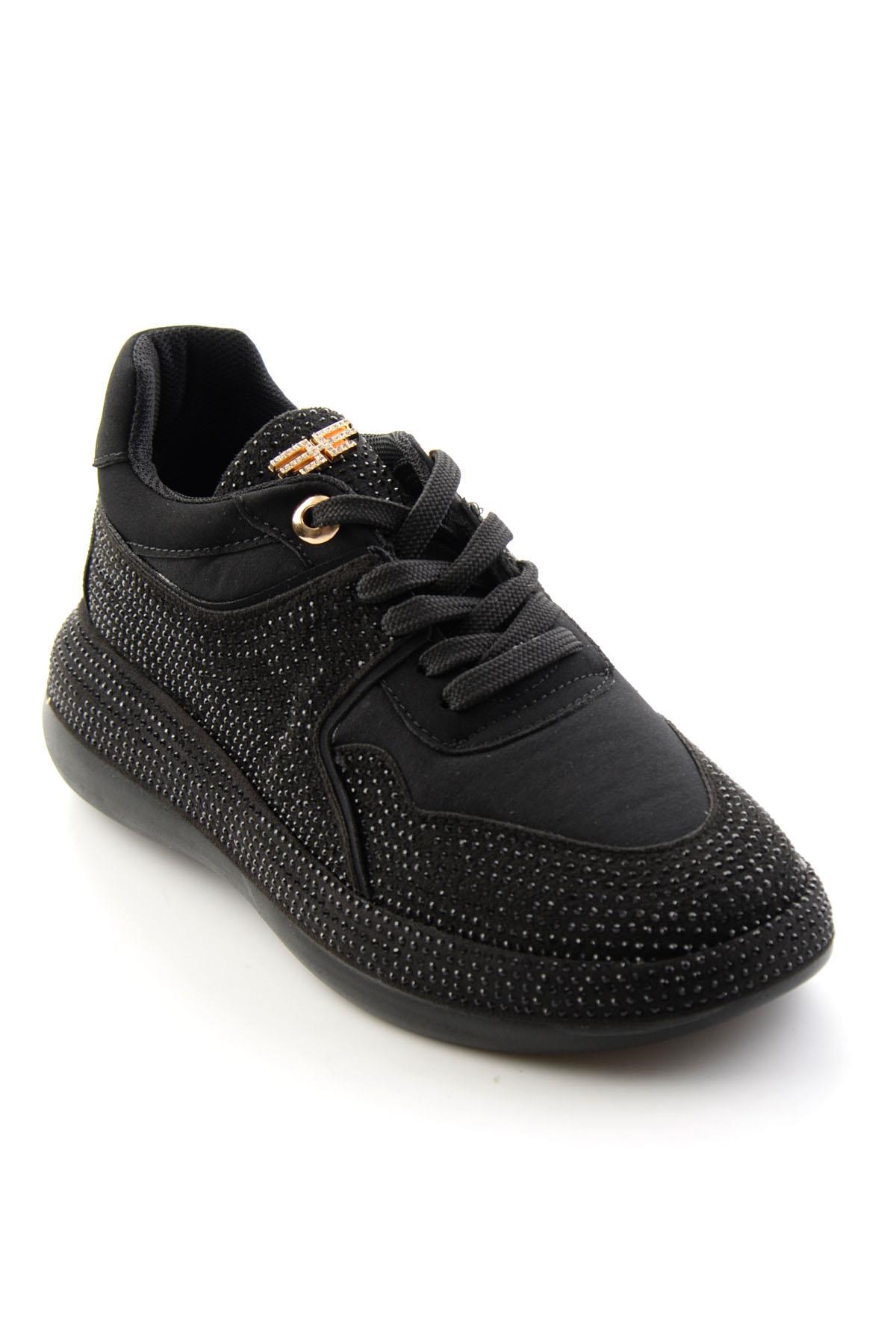 Siyah Mat Saten  Kadın Sneaker K01228091720