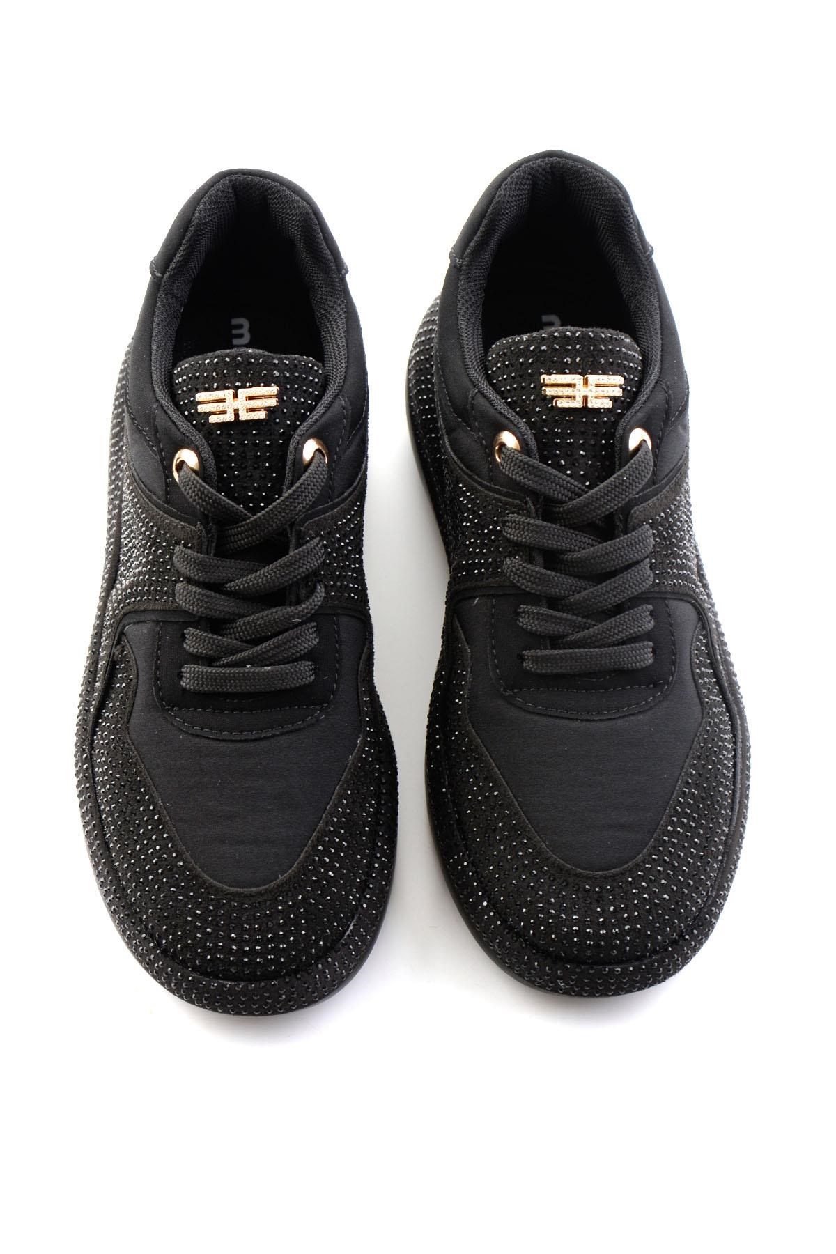 Siyah Mat Saten  Kadın Sneaker K01228091720
