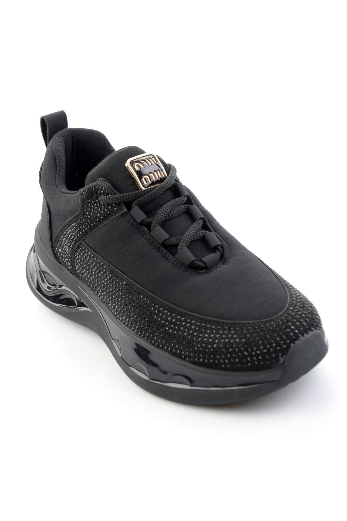 Siyah Mat Saten  Kadın Sneaker K01228091920