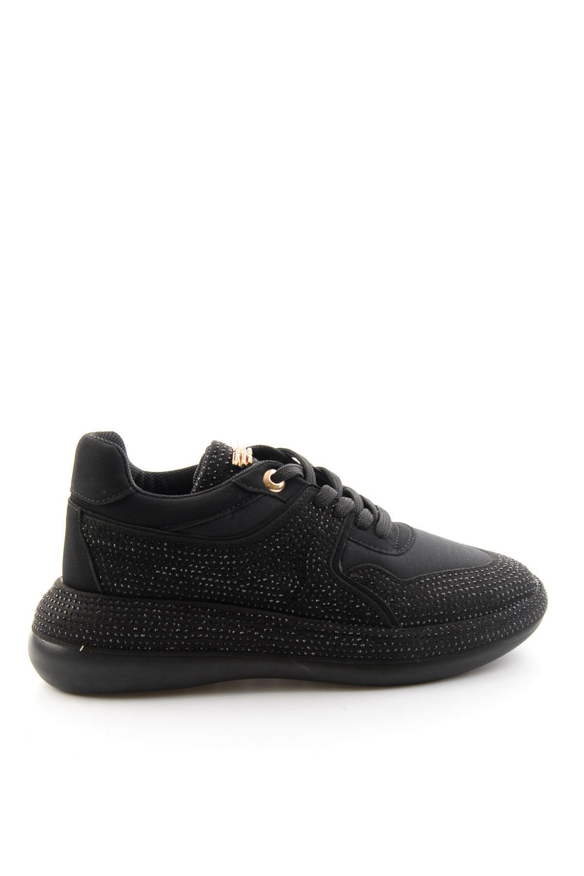 Siyah Mat Saten  Kadın Sneaker K01228091720