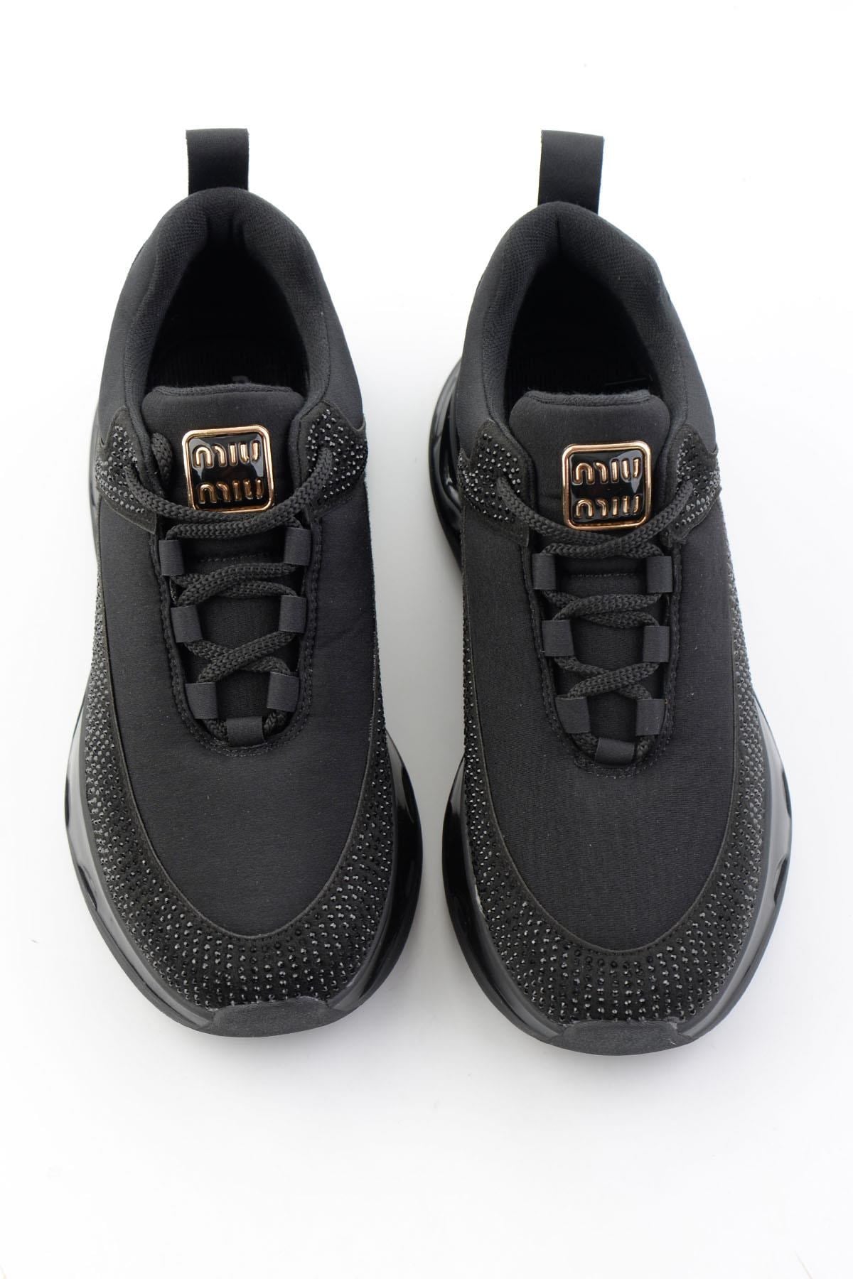 Siyah Mat Saten  Kadın Sneaker K01228091920