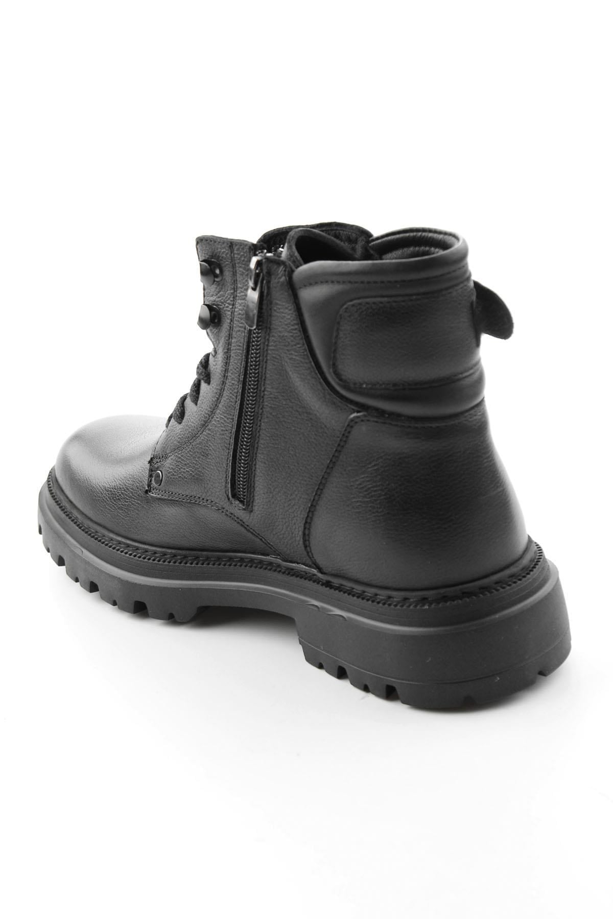 Siyah Napa Hakiki Deri Erkek Bot & Bootie E02396025743