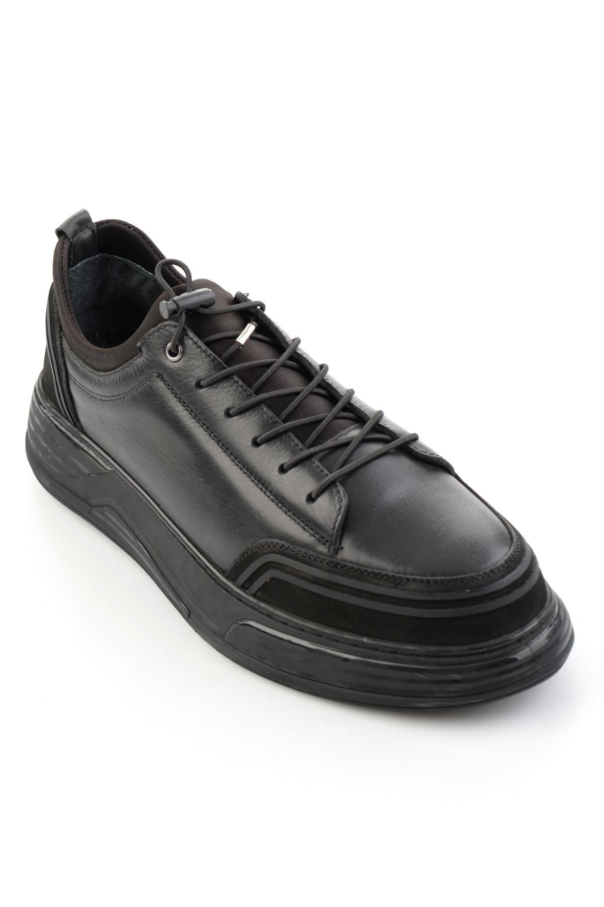 Siyah Napa Hakiki Deri Erkek Sneaker E01080185243